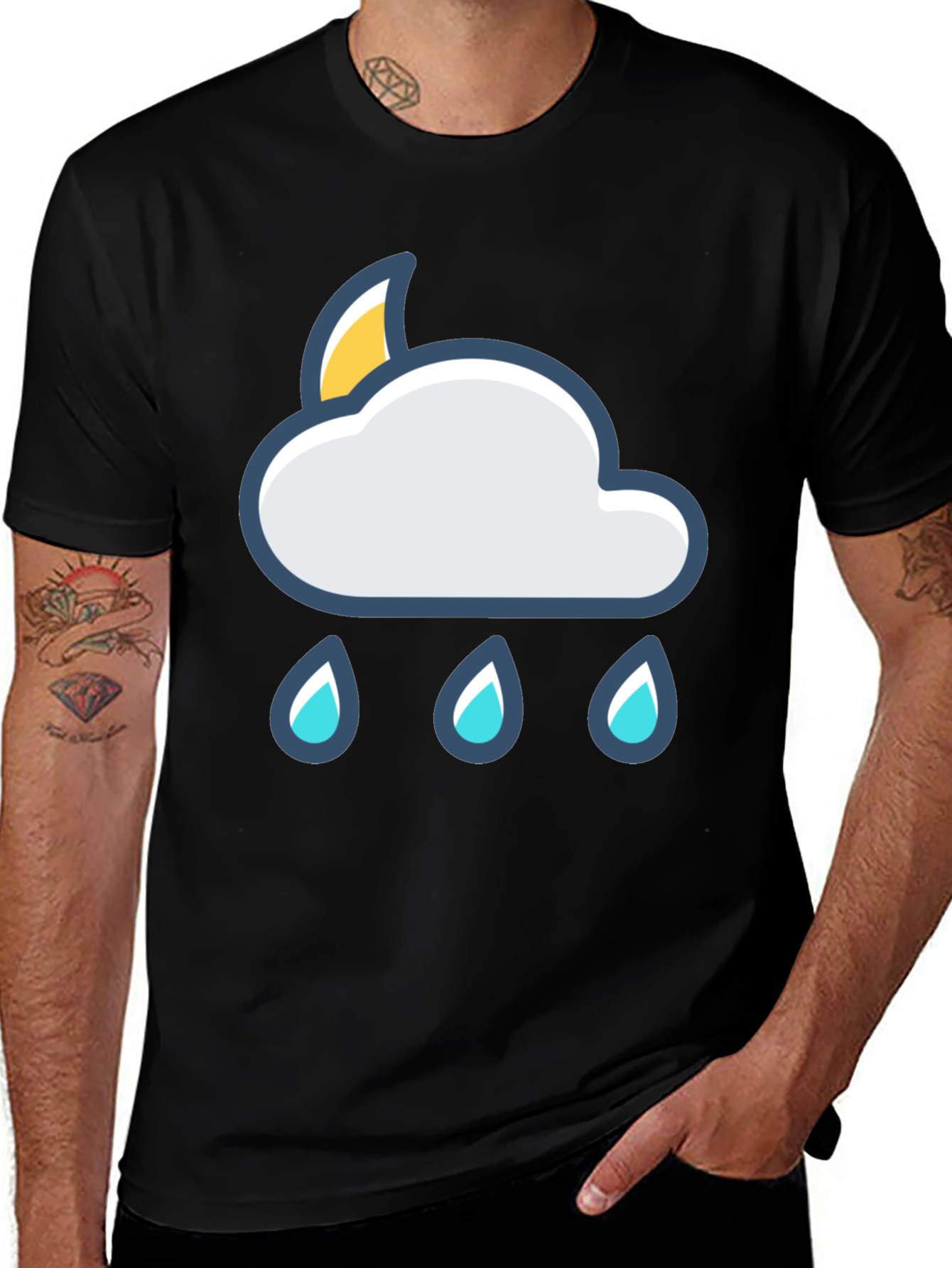 Variant 14 of Rainy Day Cloud T-Shirt - Black Graphic Tee
