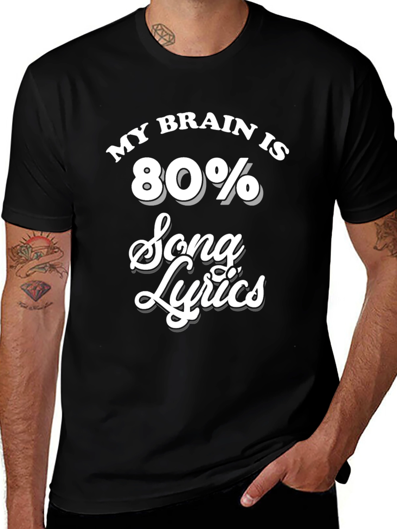 Variant 6 of My Brain Is 80% Song Lyrics Black T-Shirt