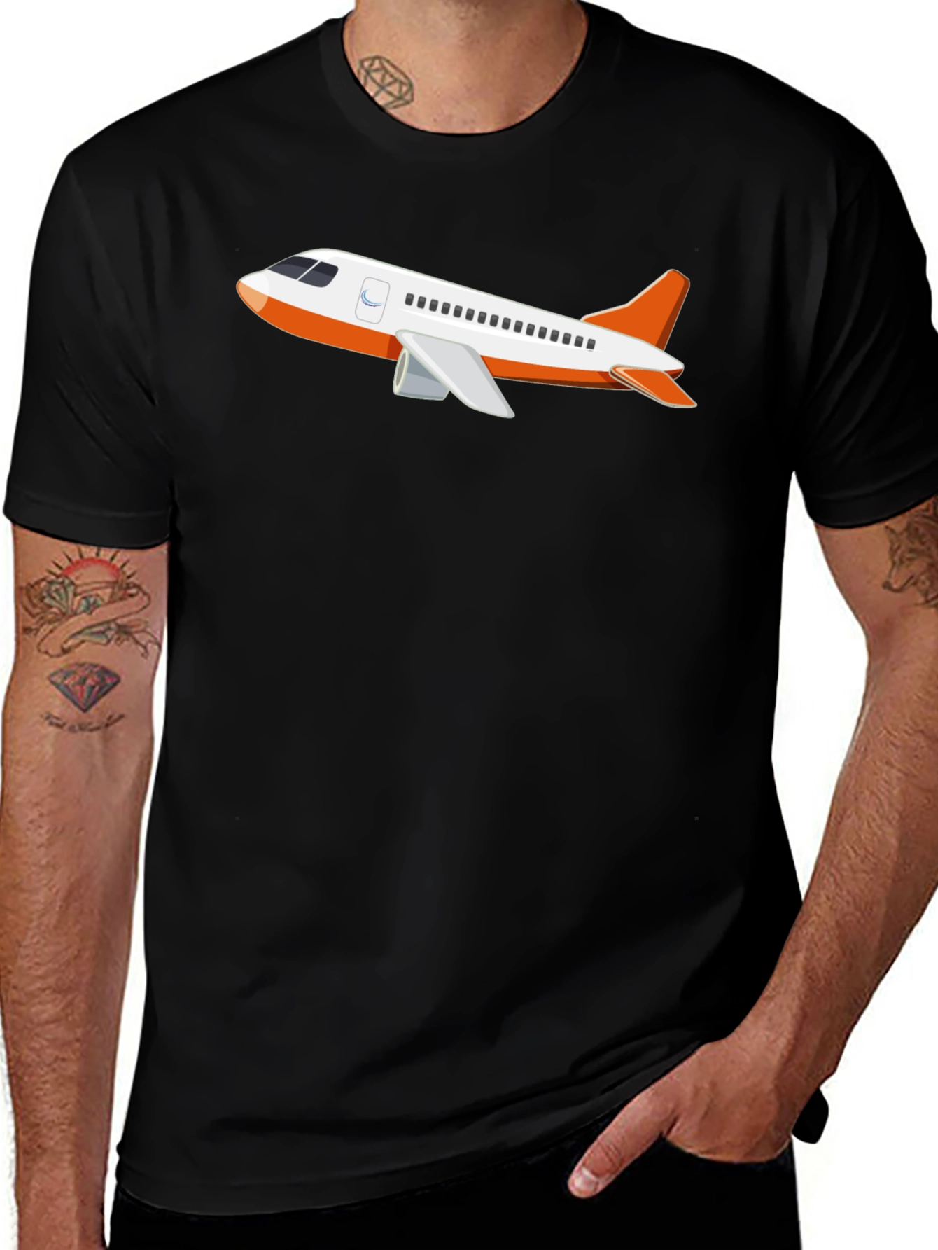 Variant 27 of Airplane Graphic T-Shirt - Black Crew Neck Tee