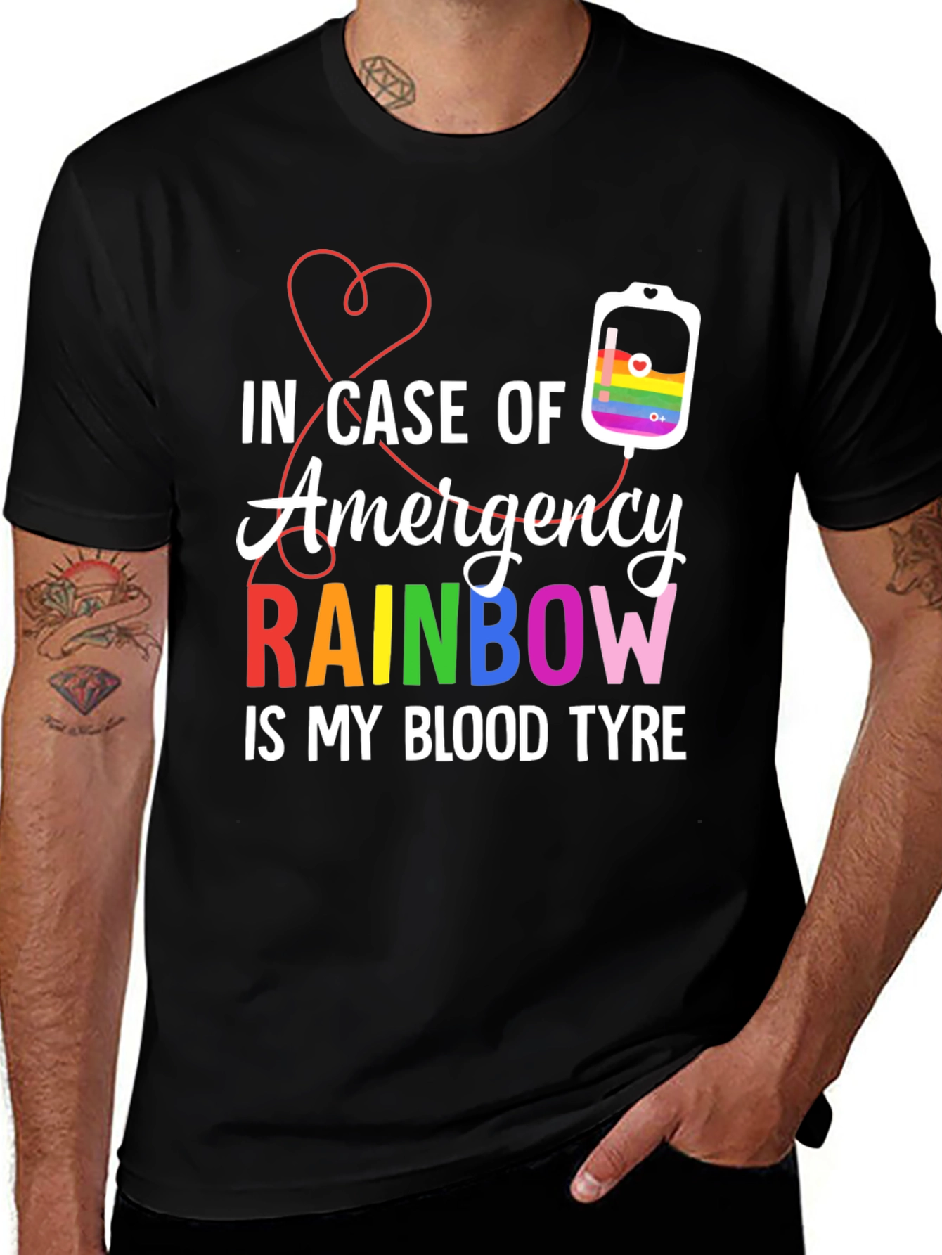 Black Rainbow Blood Type Graphic Tee main image