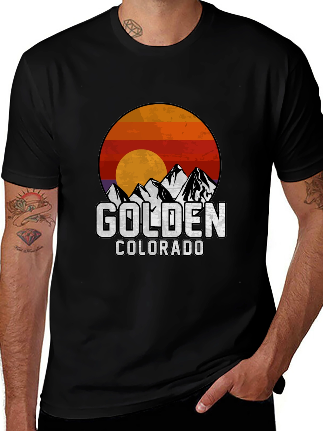Golden Colorado T-Shirt: Mountain Sunset Design