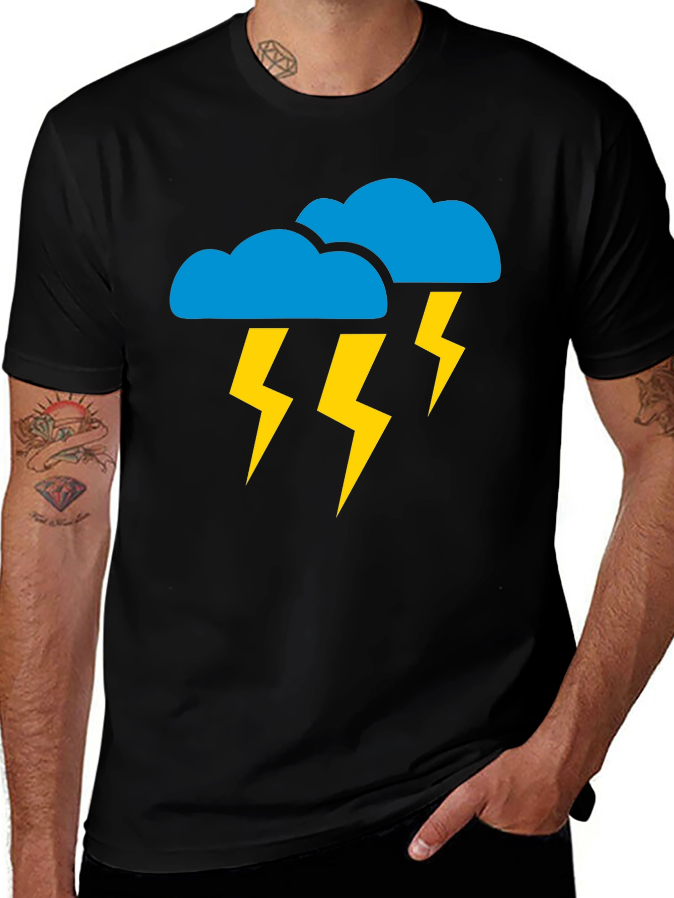 Variant 10 of Stormy Weather Graphic Tee - Black Cotton T-Shirt