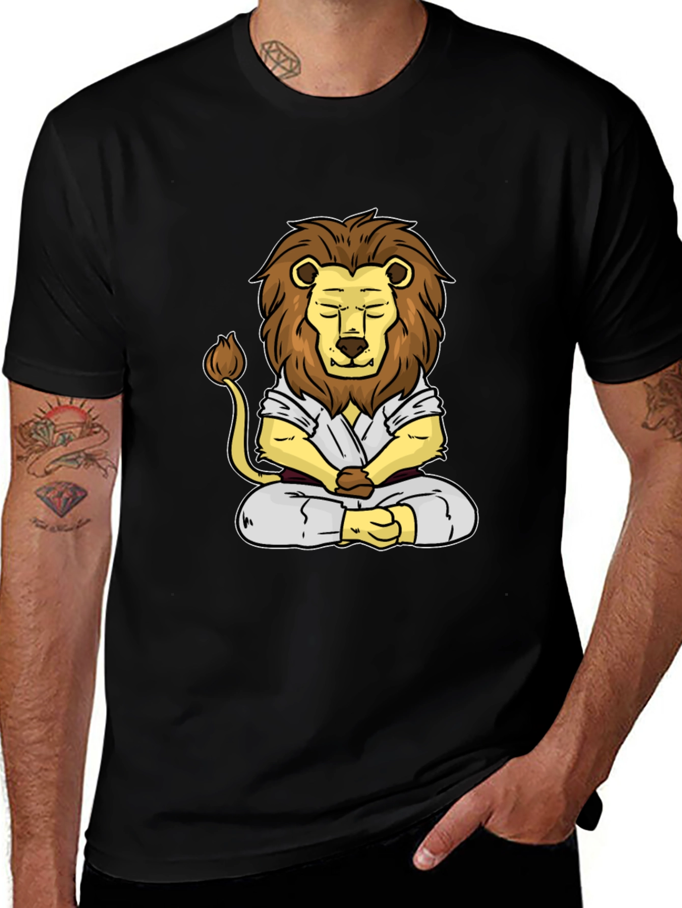 Variant 19 of Zen Lion T-Shirt - Meditating Martial Artist Tee