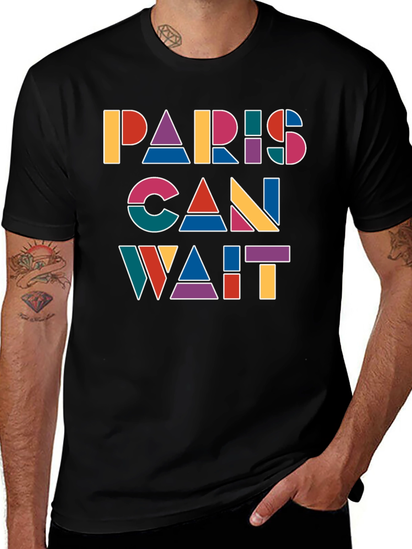 Variant 30 of Paris Can Wait Graphic Tee - Unique Design Black T-Shirt