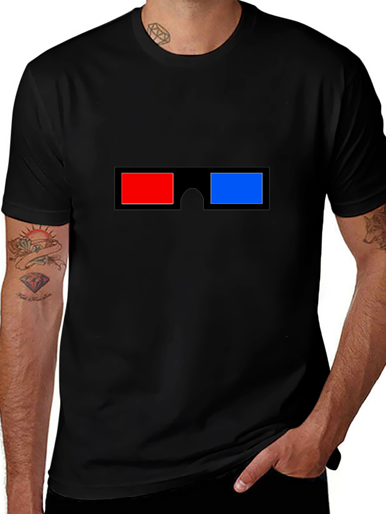 3D Glasses Graphic Tee - Anaglyph Vision Style T-Shirt