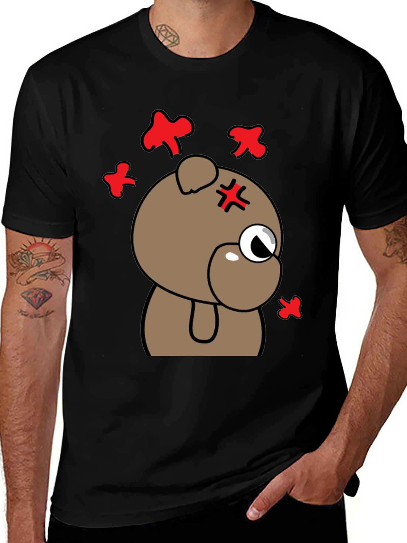 Variant 29 of Angry Bear Graphic Black T-Shirt