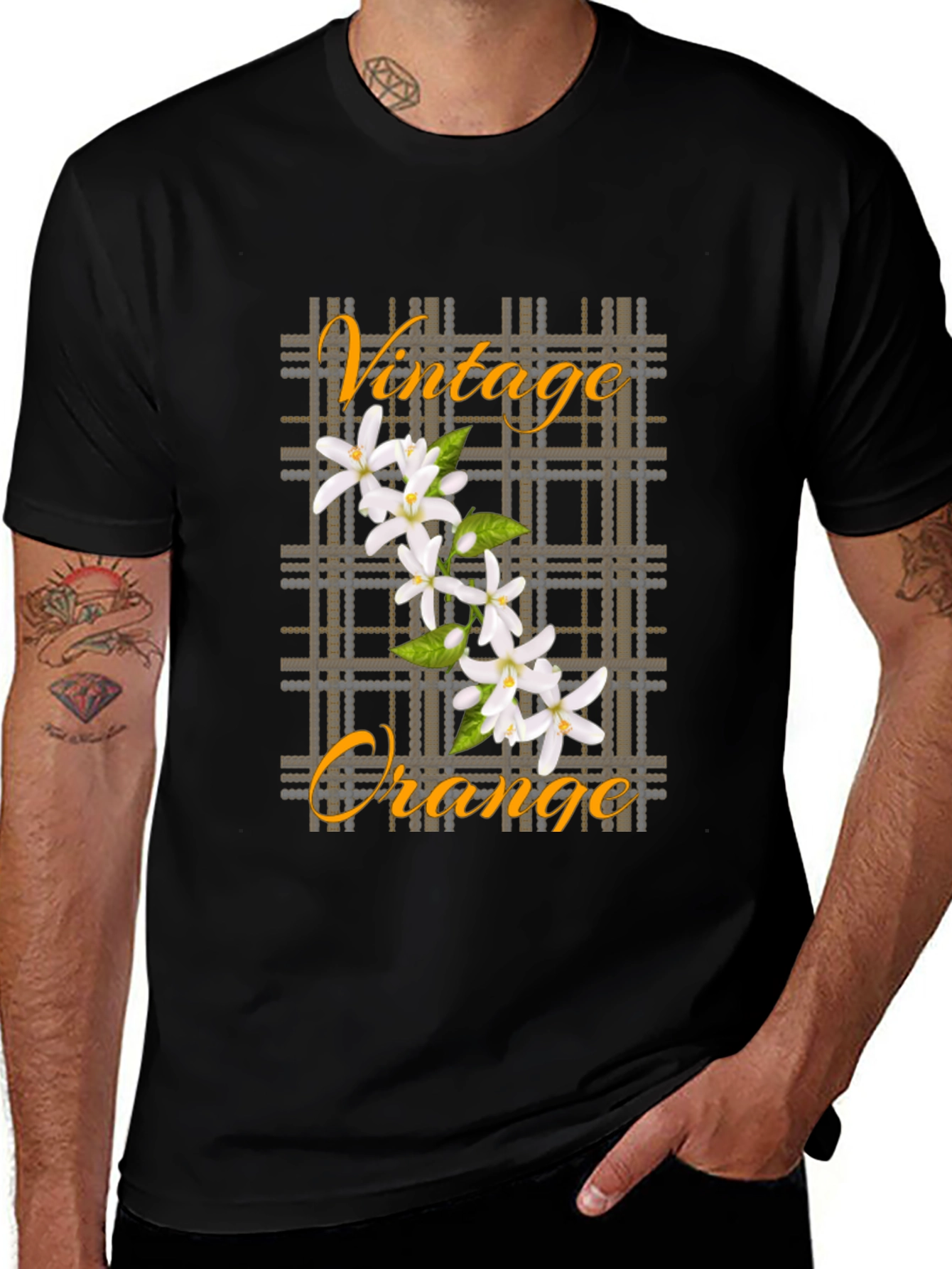Variant 2 of Vintage Orange Blossom Black T-Shirt