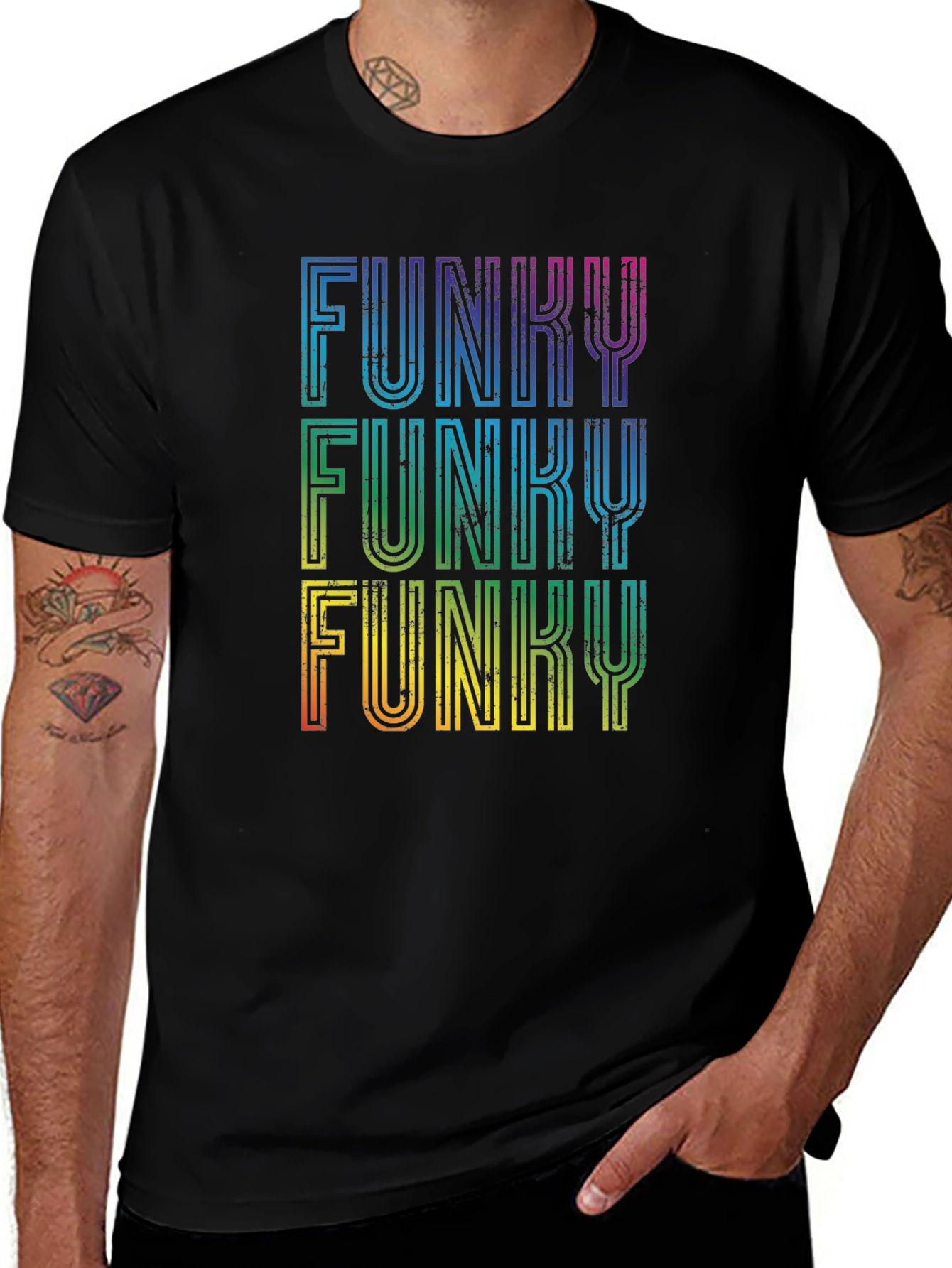 Variant 27 of Funky Rainbow Graphic Black T-Shirt