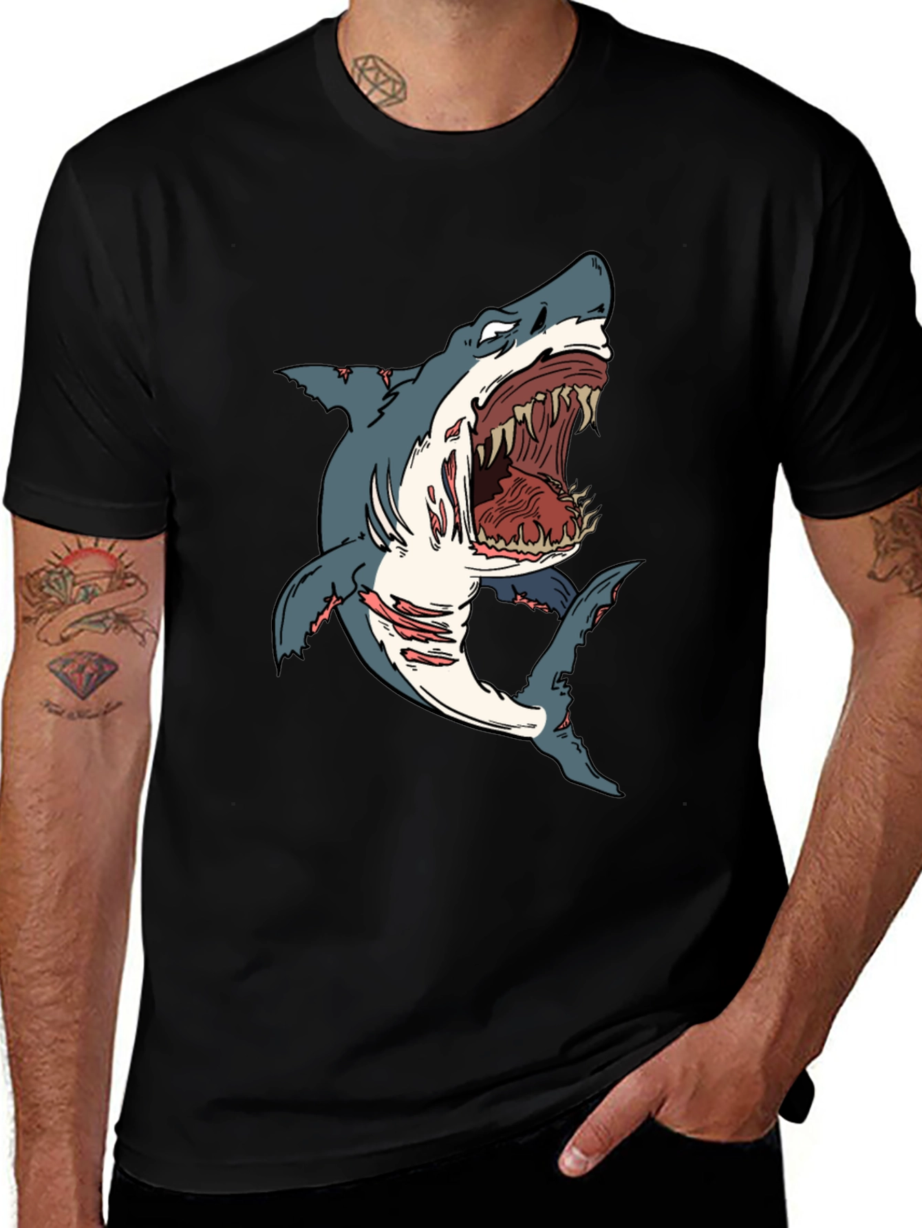 Variant 24 of Shark Graphic Black T-Shirt