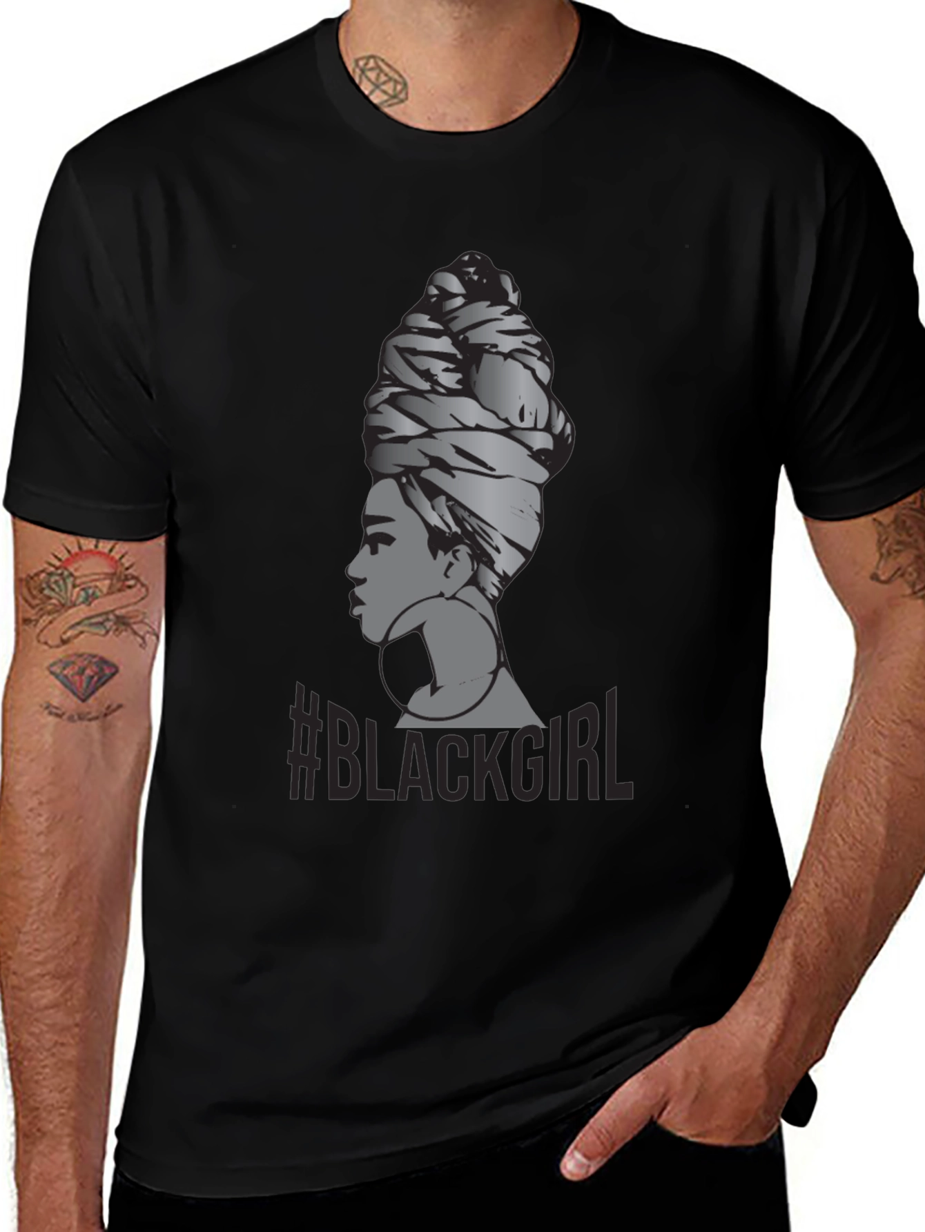 Stylish Black T-Shirt with #BLACKGIRL Graphic