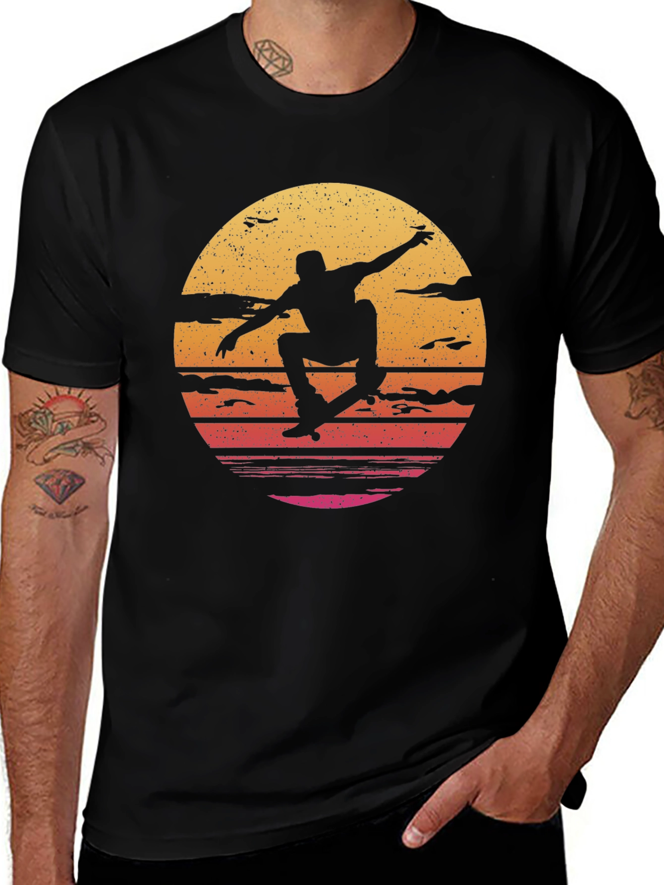 Variant 30 of Skate Sunset Graphic Tee - Black