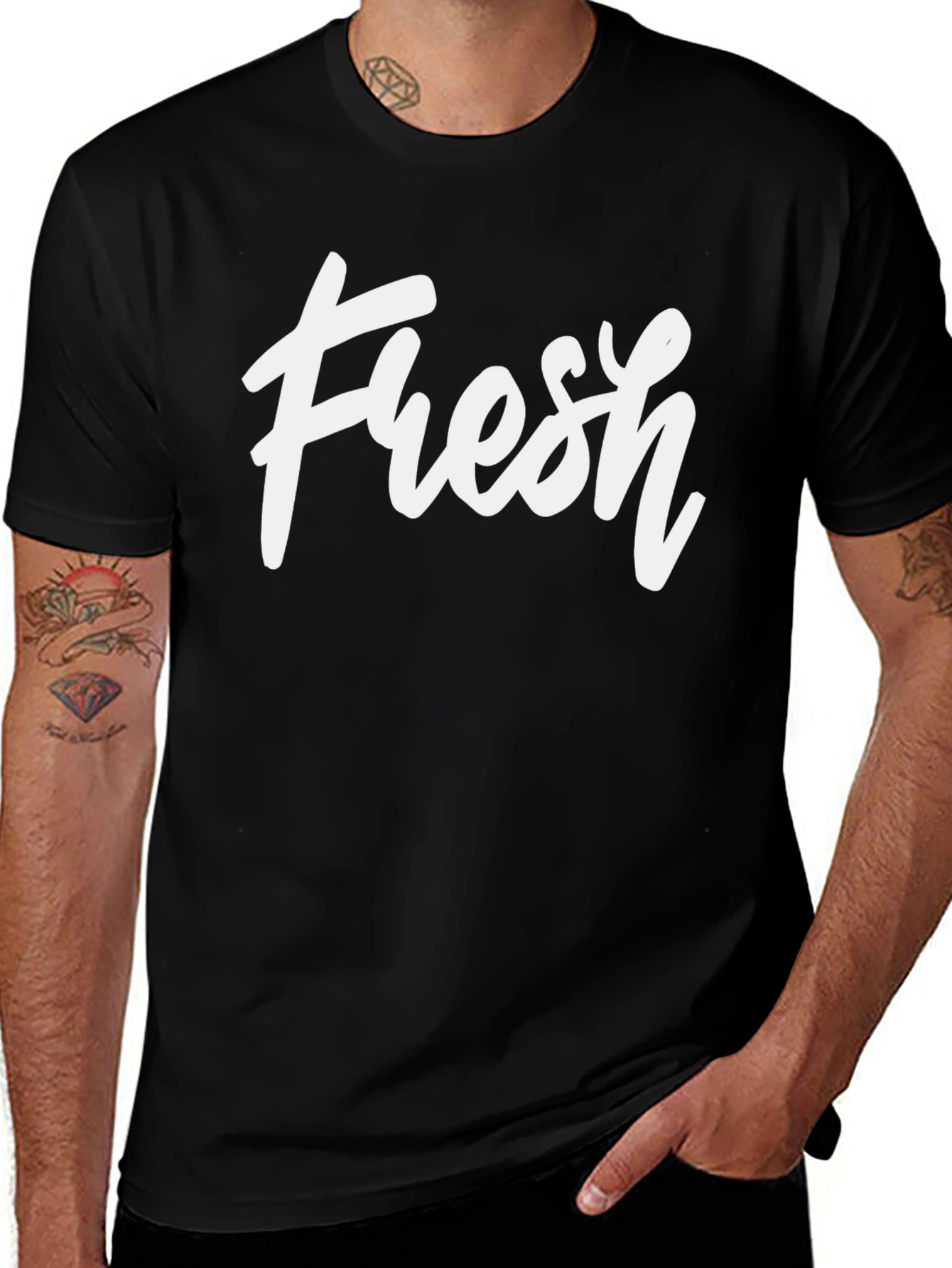 Variant 3 of Fresh Graphic Tee - Black Short Sleeve Crew Neck T-Shirt