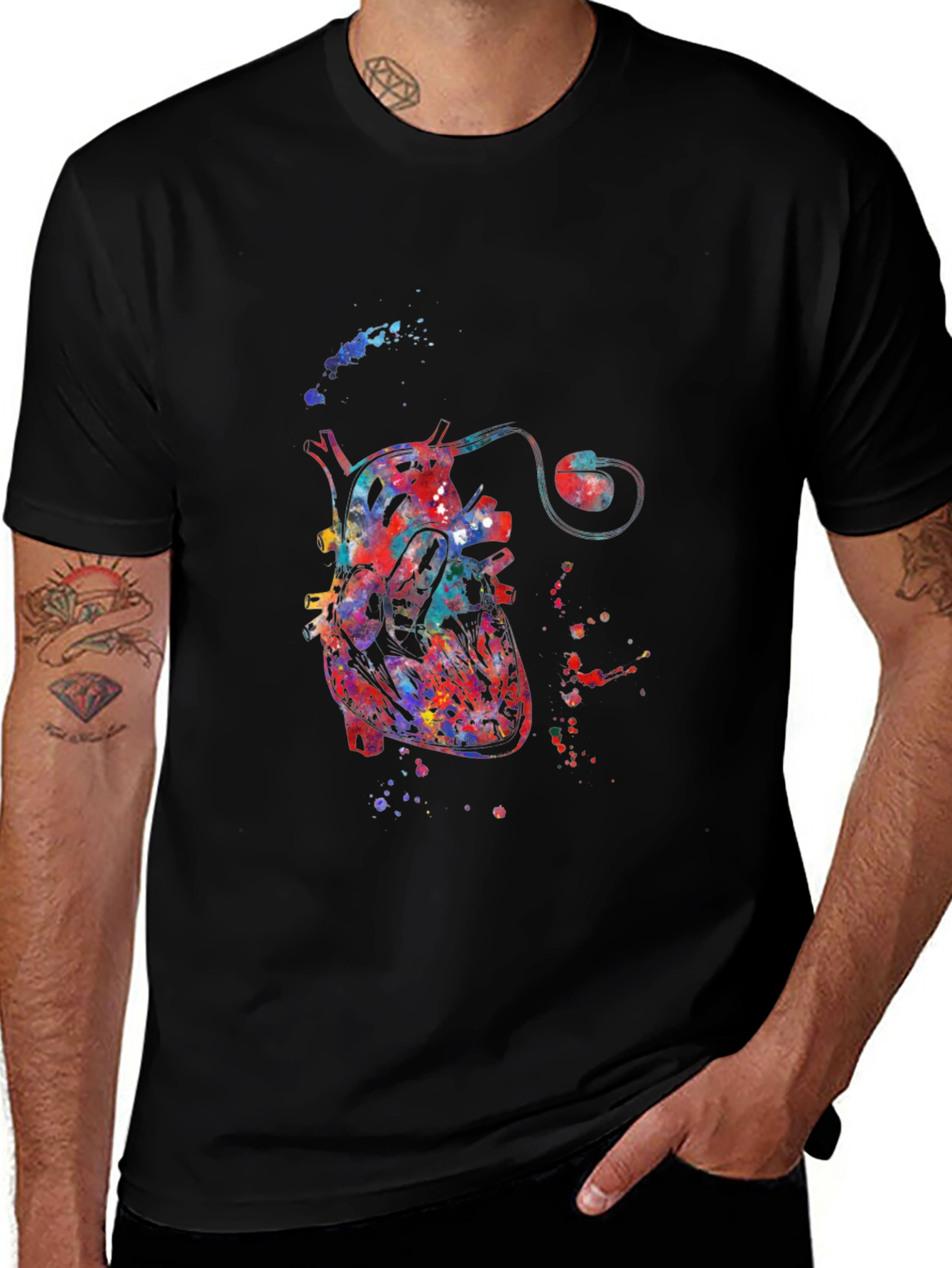 Variant 19 of Watercolor Heart Black T-Shirt