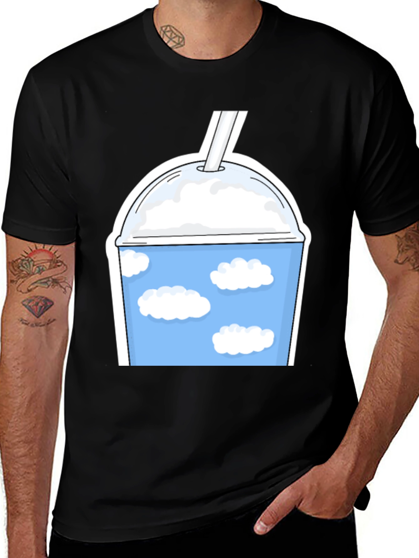 Variant 25 of Cloudy Drink T-Shirt - Black Cotton Blend