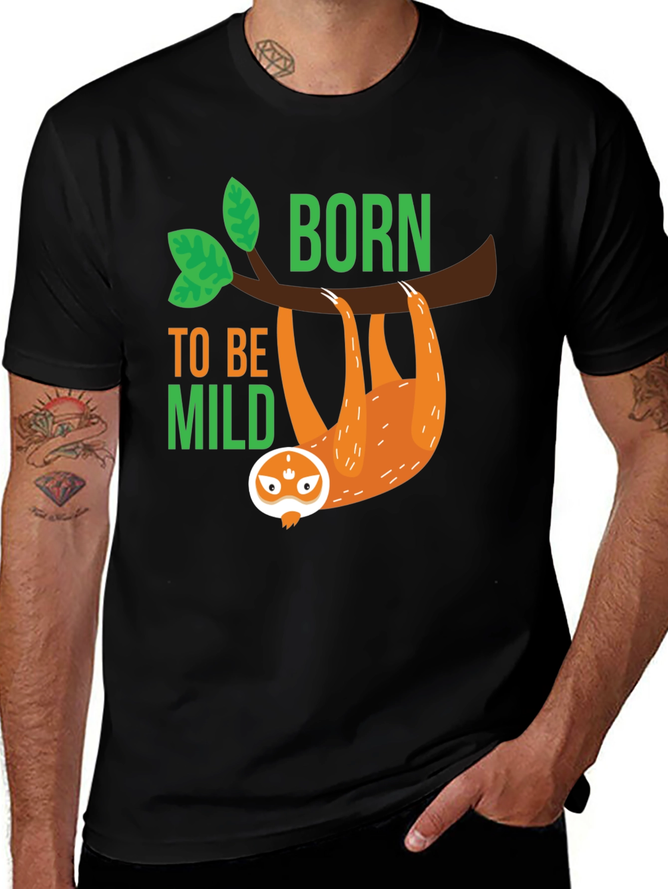 Variant 13 of Born to Be Mild Sloth Graphic Tee - Black