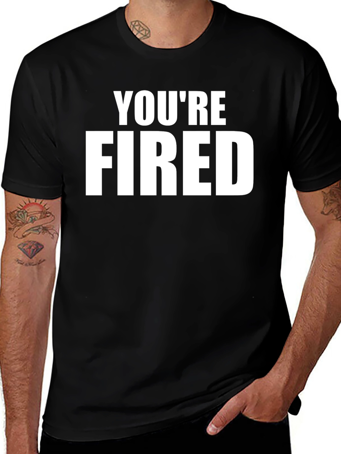 Variant 20 of You're Fired Graphic Tee - Black Crew Neck T-Shirt