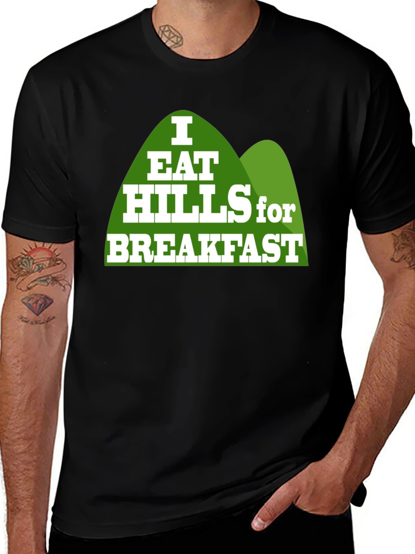 Variant 6 of I Eat Hills for Breakfast Black T-Shirt