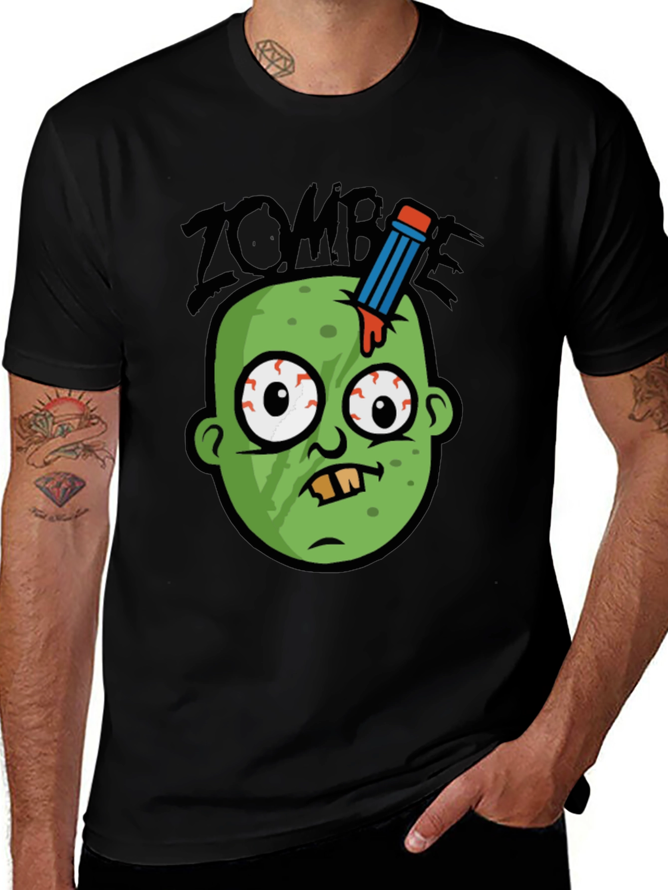 Variant 18 of Zombie Pencil Head Men's Graphic Tee