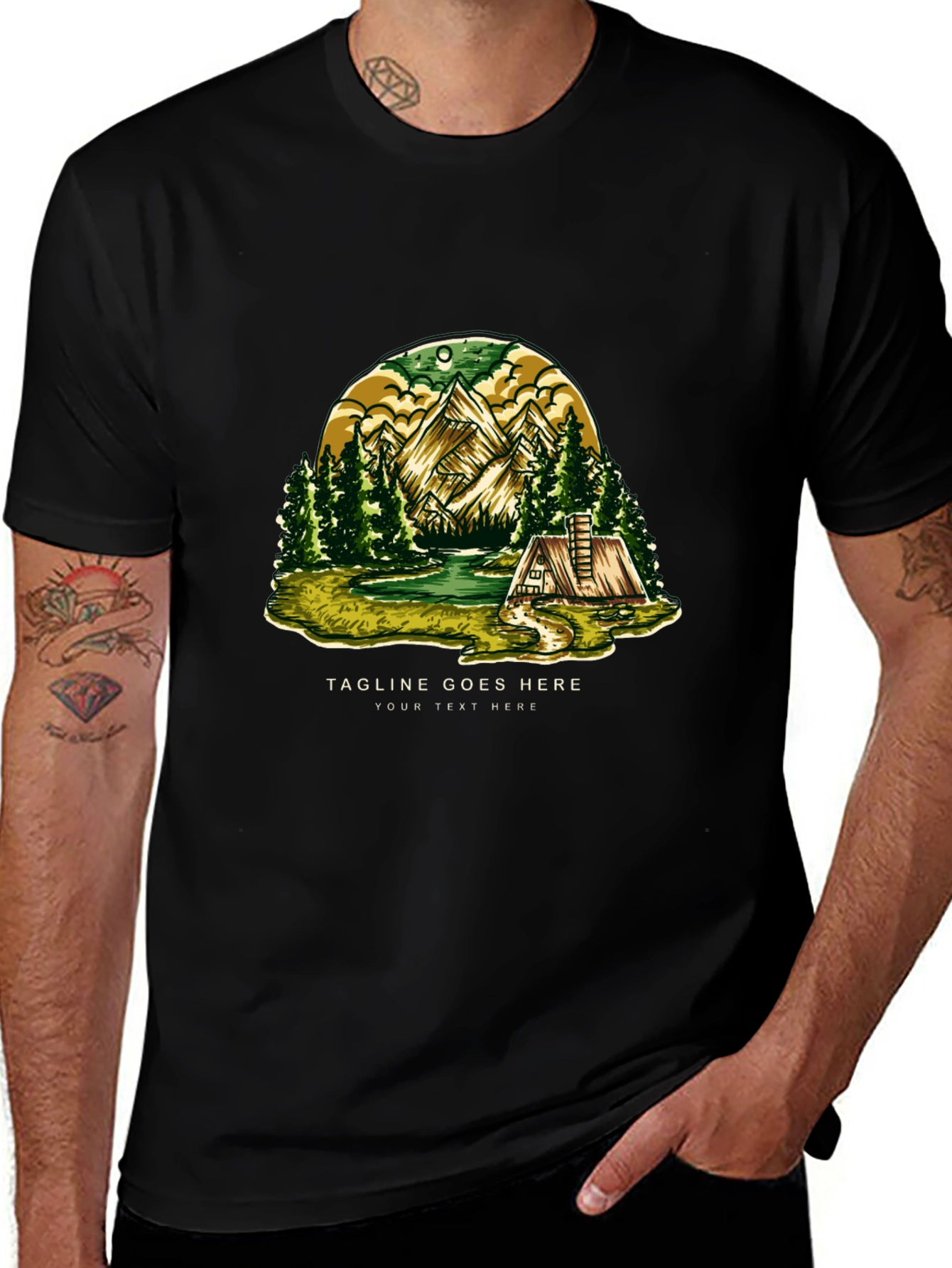 Variant 29 of Mountain Cabin T-Shirt - Nature Adventure Tee