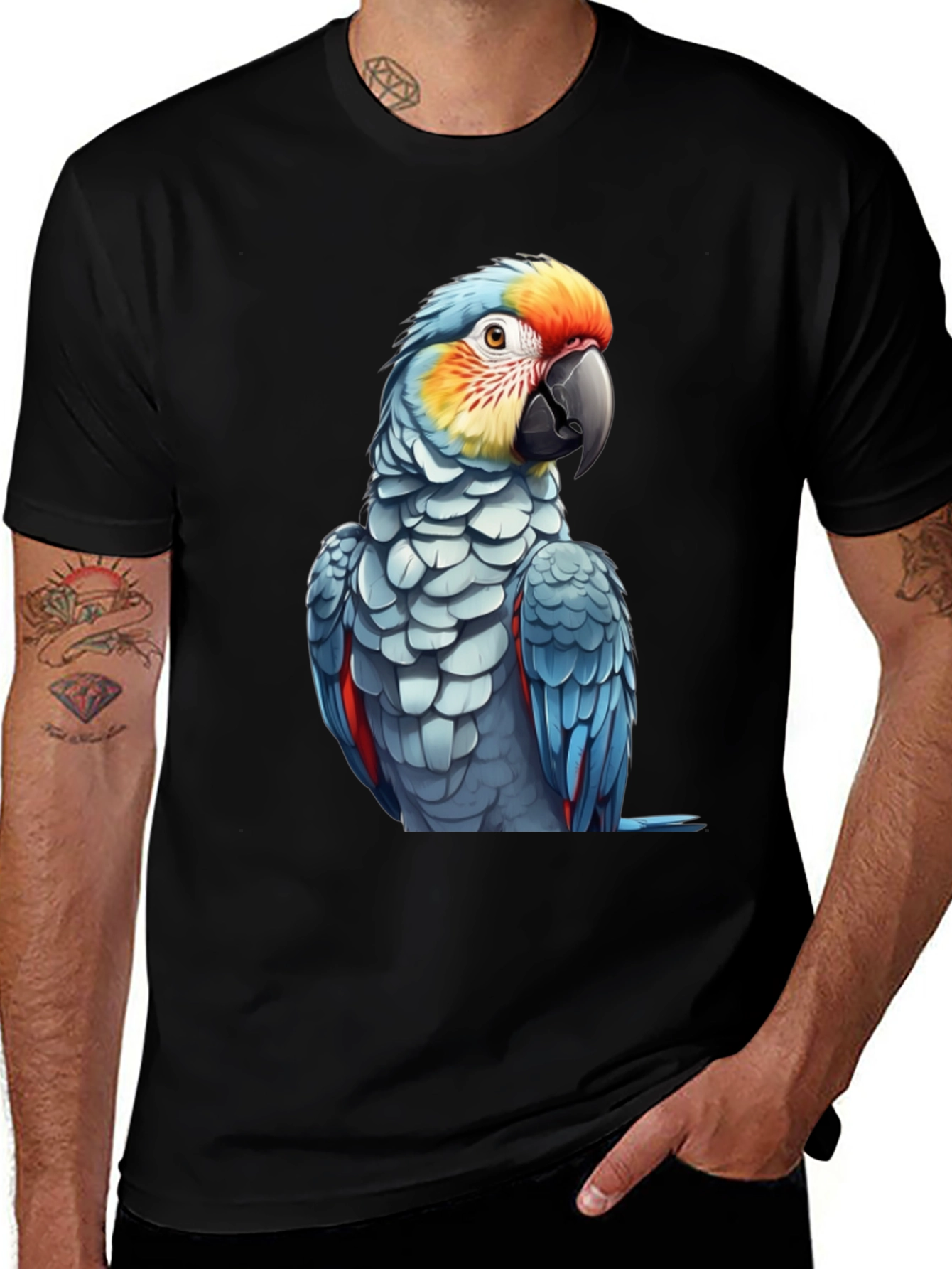 Variant 20 of Parrot Graphic Print Black T-Shirt