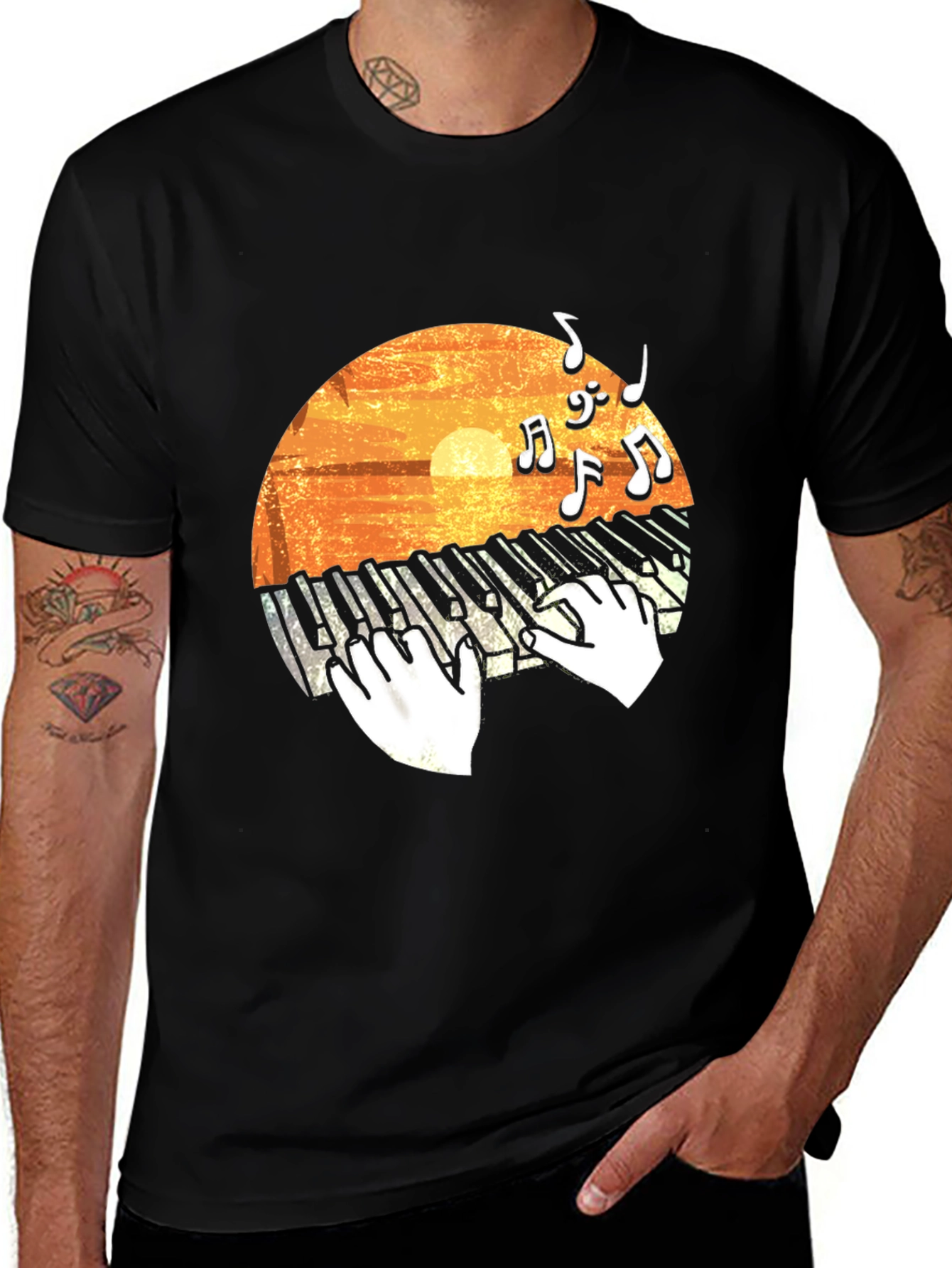Variant 15 of Musical Sunset Piano Graphic Tee