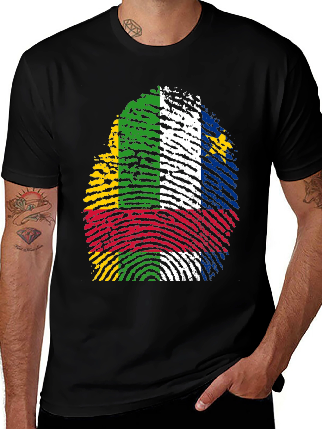 Variant 3 of Central African Republic Flag Fingerprint T-Shirt