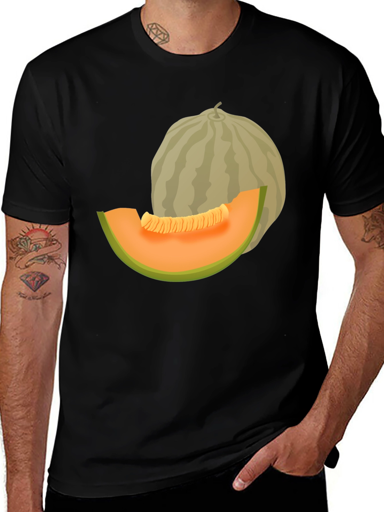 Variant 3 of Melon Graphic T-Shirt - Casual Black Tee
