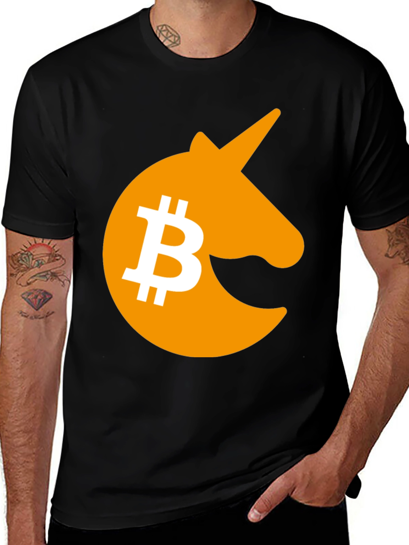 Bitcoin Unicorn Graphic T-Shirt - Black Crypto Tee
