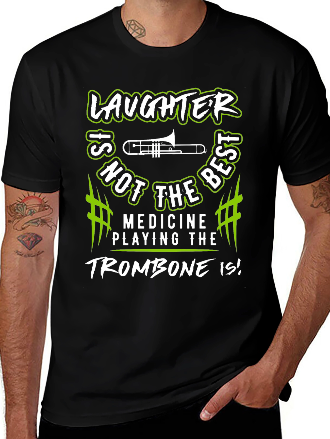 Laughter Trombone Player Graphic T-Shirt