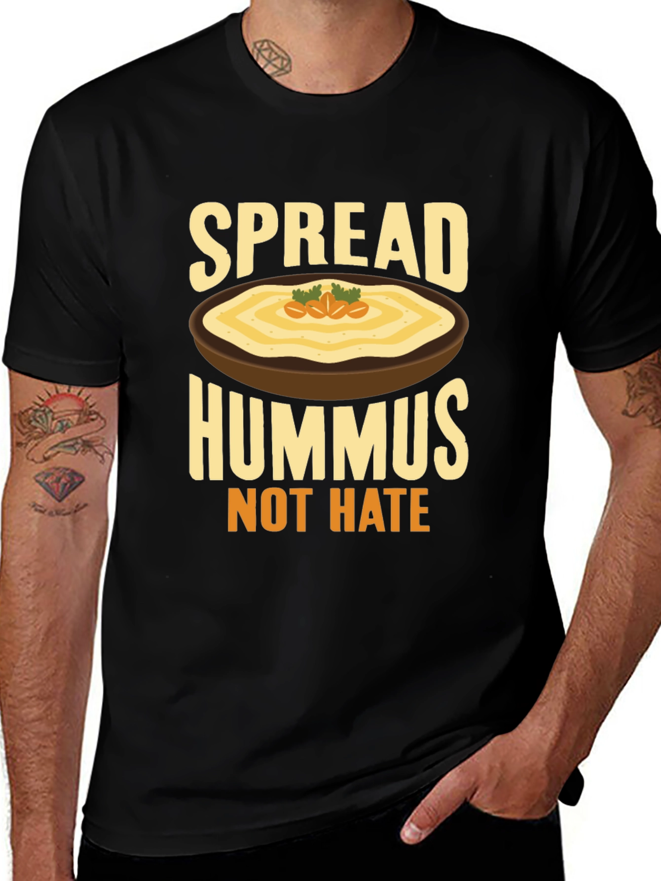 Spread Hummus Not Hate Black T-Shirt