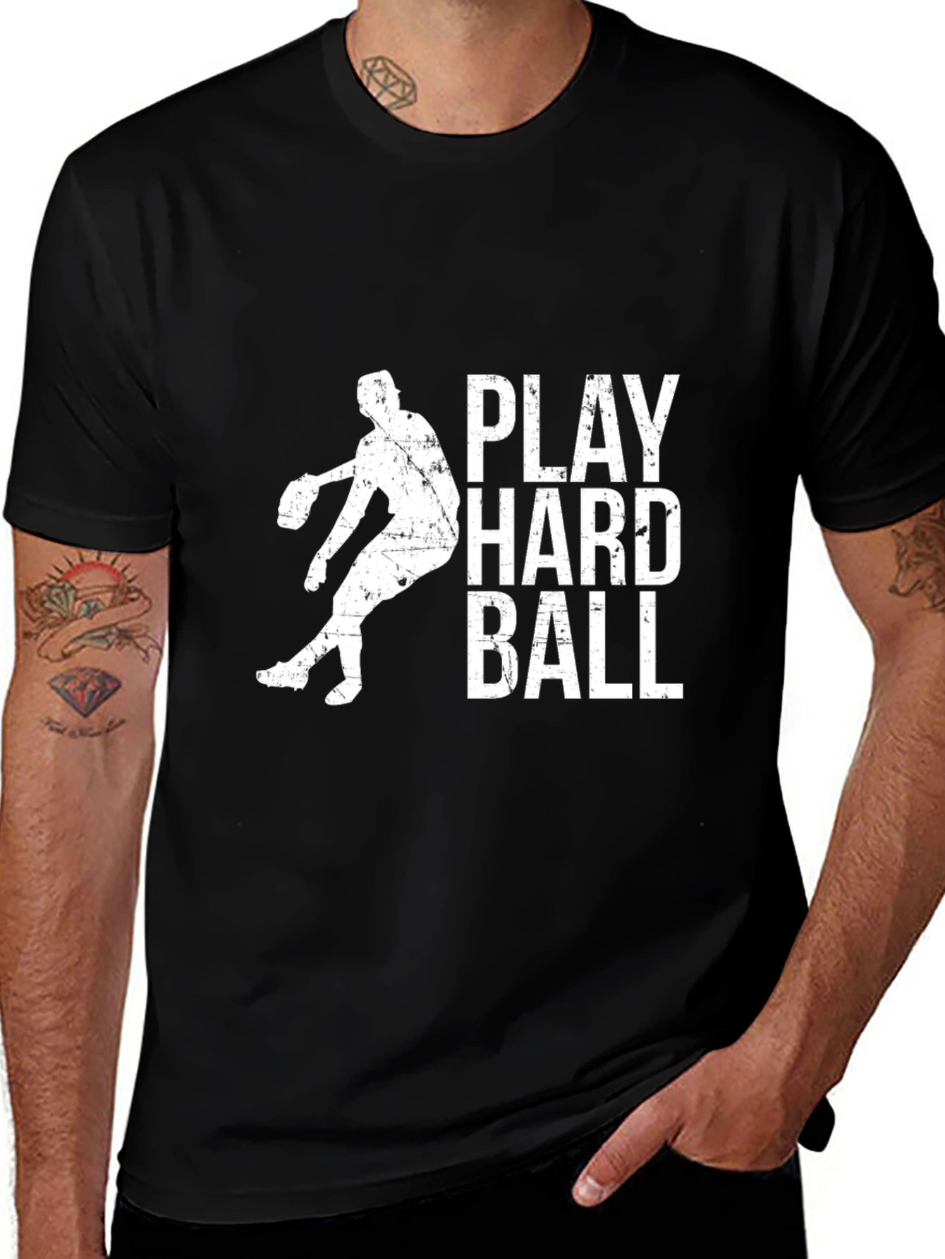Variant 10 of Play Hard Ball Graphic Tee - Black Cotton T-Shirt