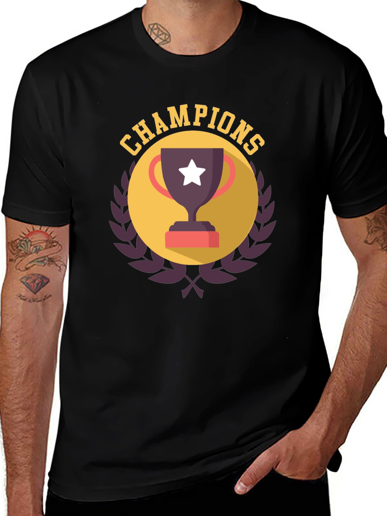 Variant 4 of Champions Graphic T-Shirt - Black Tee
