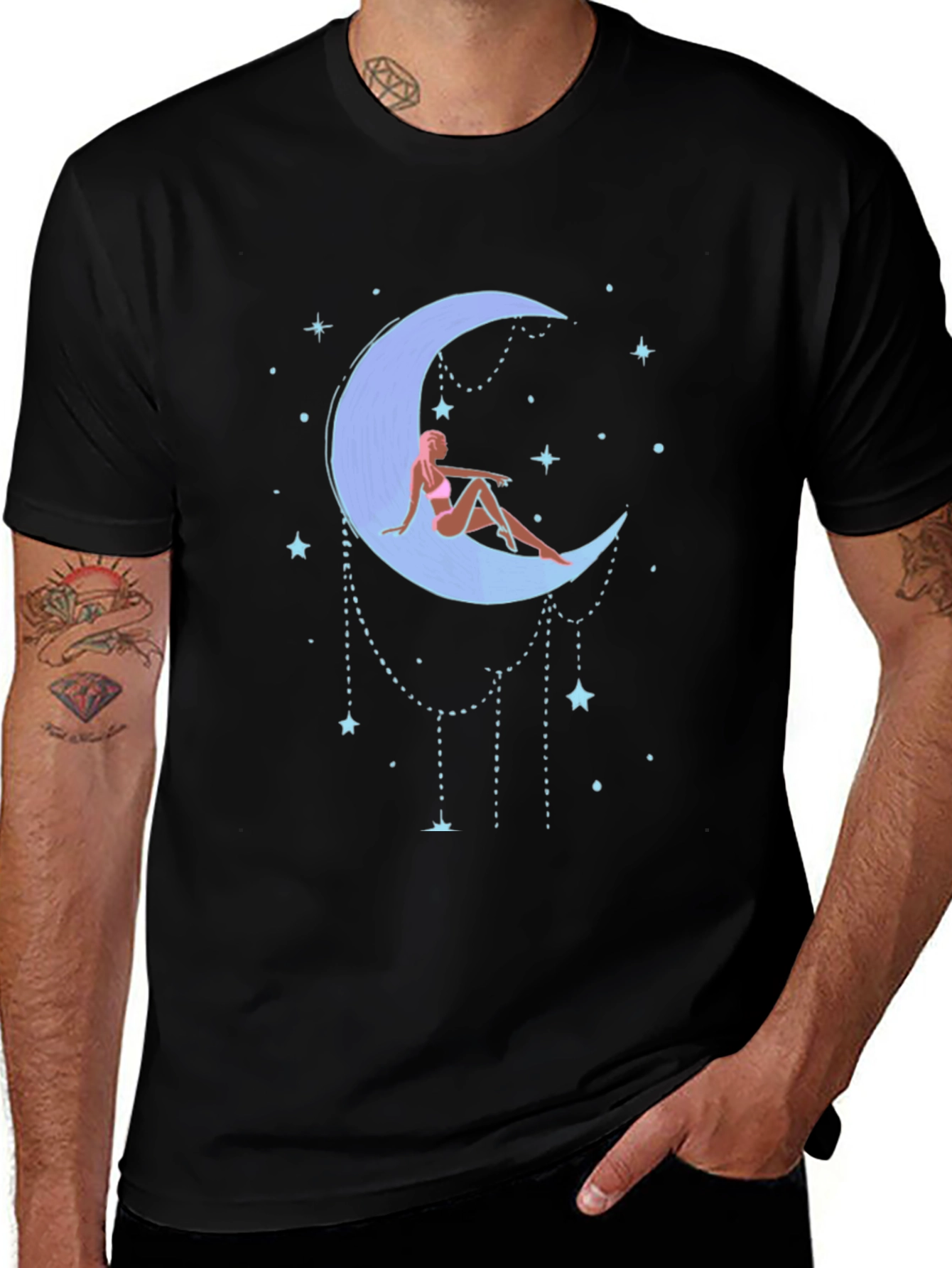 Variant 30 of Moon Goddess Graphic Tee - Black Cotton T-Shirt