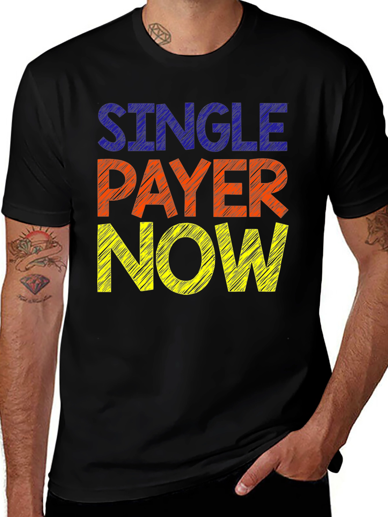Variant 21 of Single Payer Now Graphic Tee - Black Cotton T-Shirt