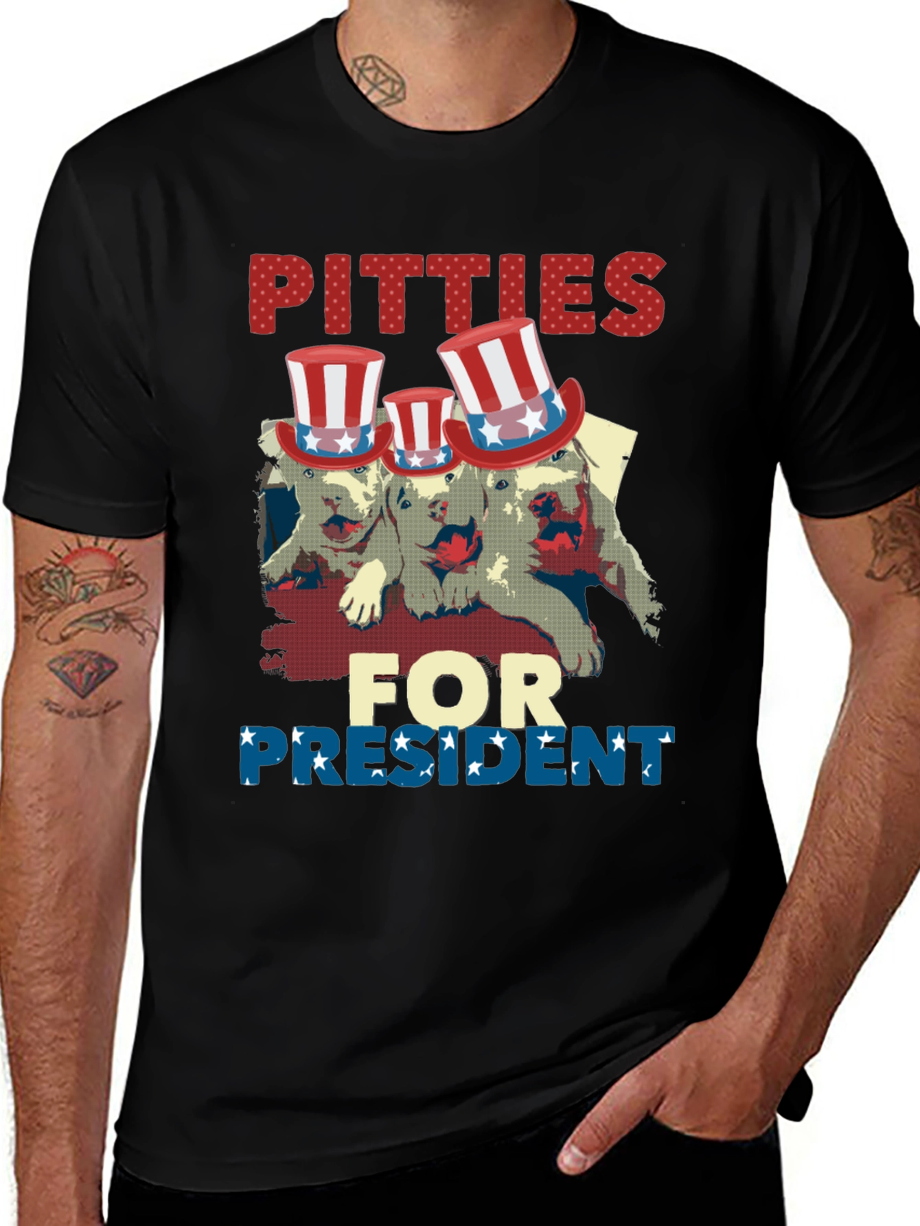 Variant 24 of Pitties for President T-Shirt Patriotic Dogs