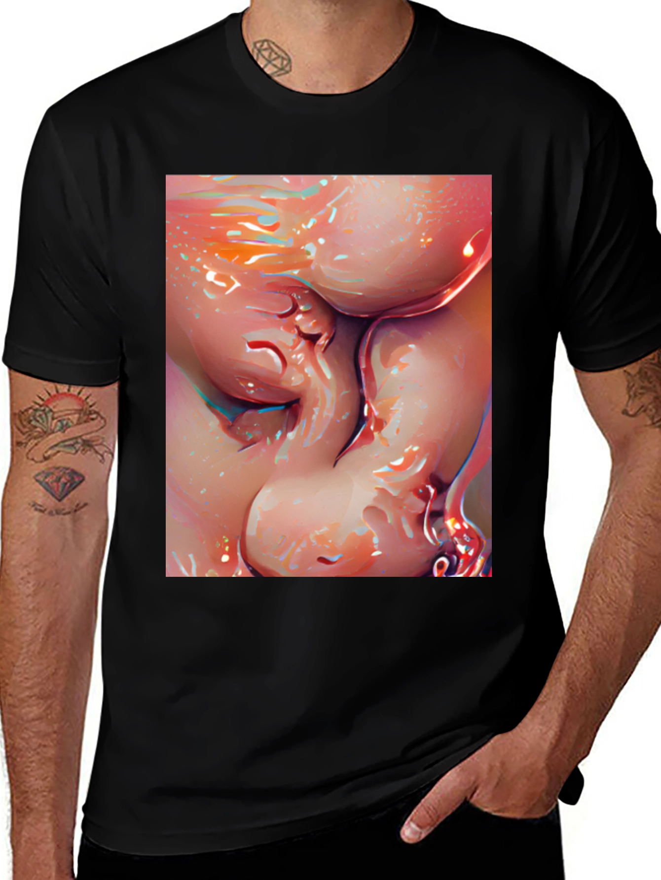 Variant 11 of Abstract Art Graphic Tee - Bold Black Cotton T-Shirt