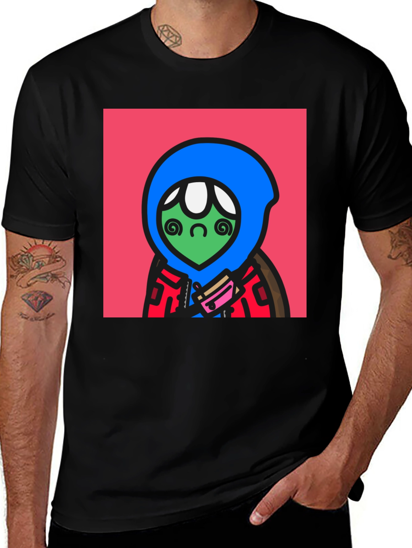 Variant 26 of Funky Alien Graphic Tee - Black