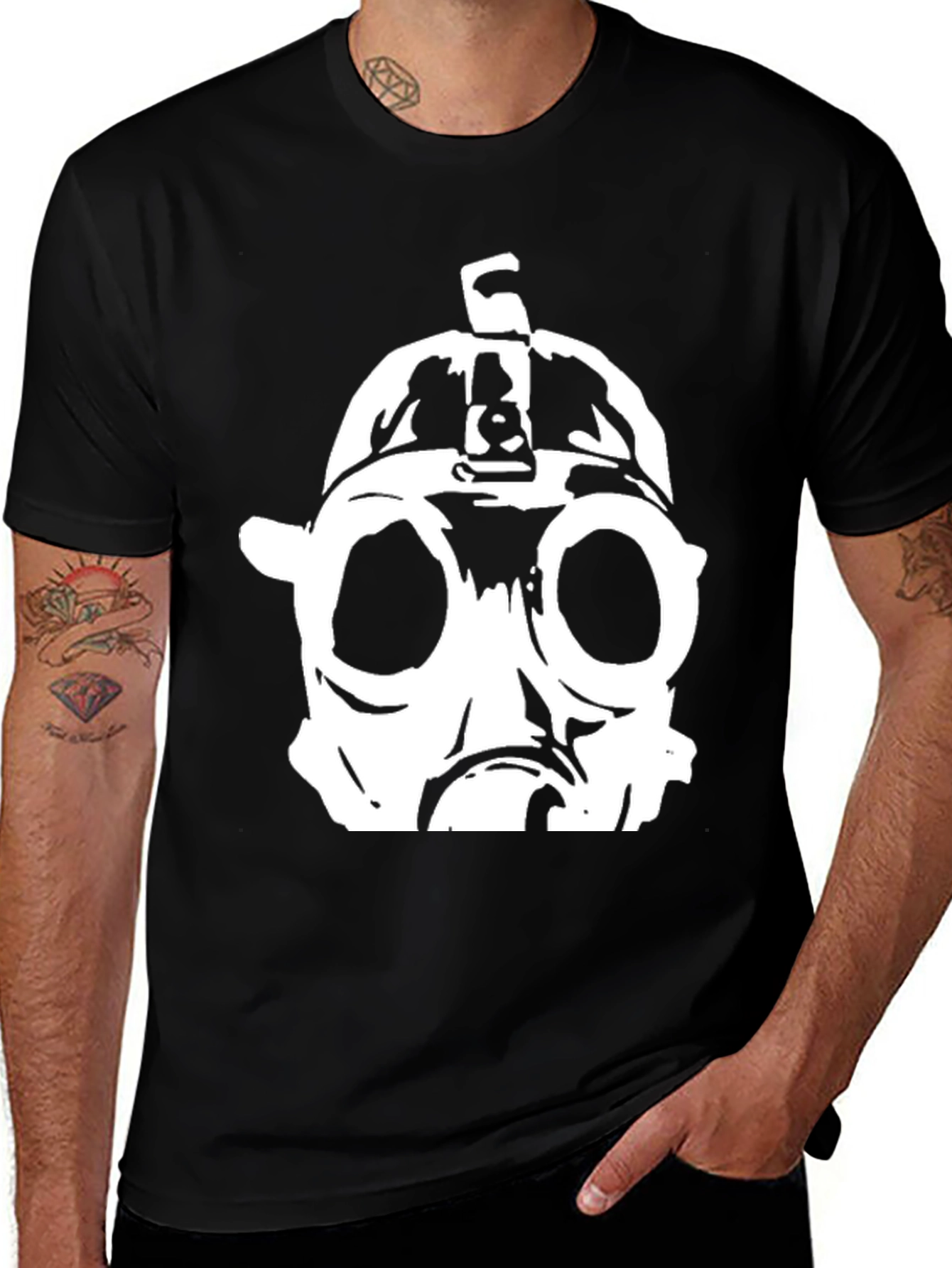 Black Gas Mask Graphic Tee - Bold Statement Shirt main image