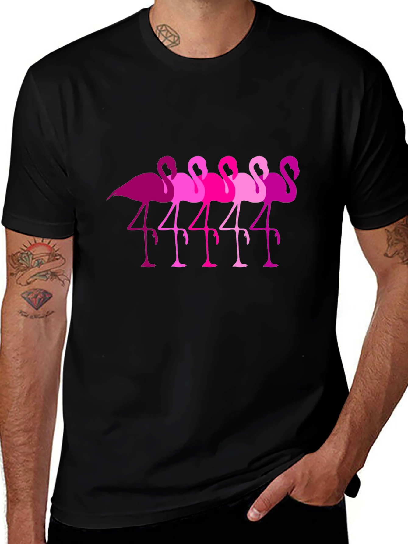 Variant 21 of Flamingo Graphic T-Shirt -  Casual Crew Neck Tee