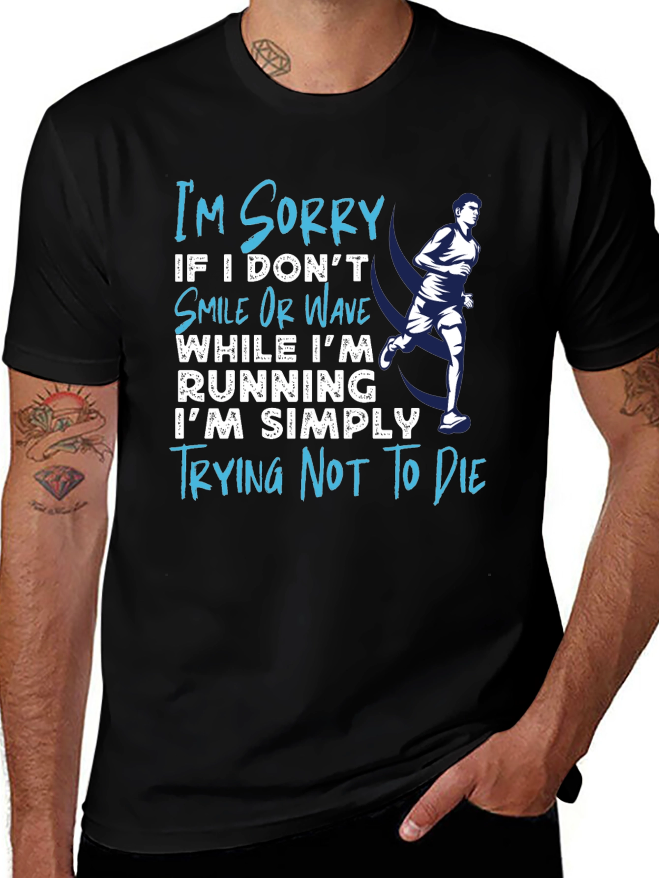 Variant 30 of Funny Running T-Shirt - Trying Not To Die Tee