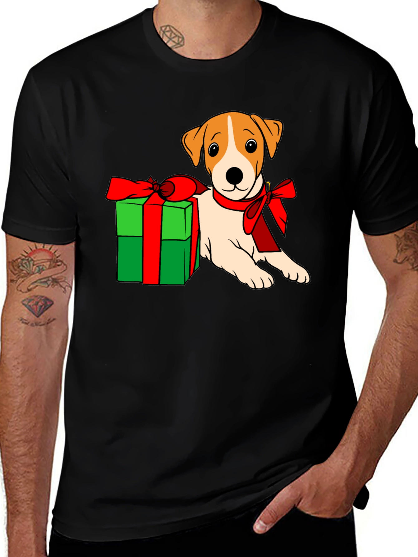 Variant 12 of Dog & Gift T-Shirt - Cute Holiday Tee