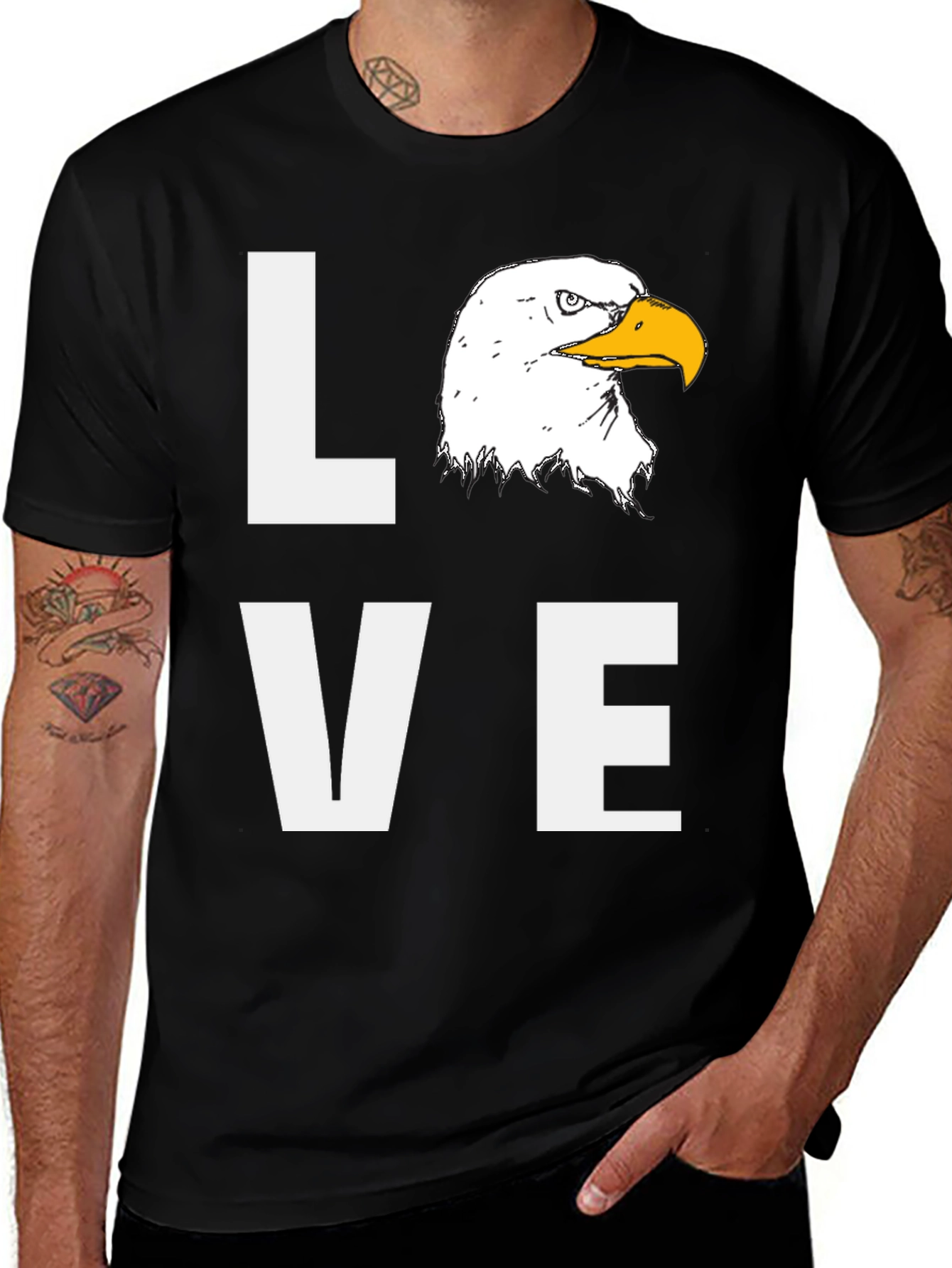 Variant 27 of Love Eagle Graphic Black T-Shirt