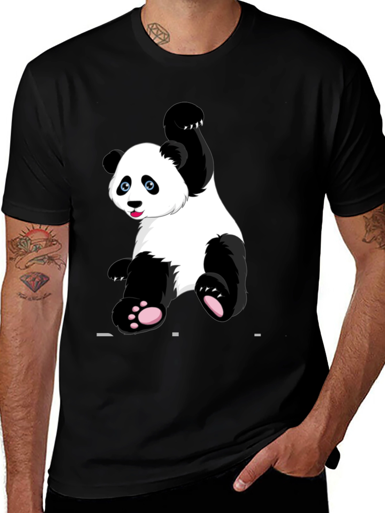 Variant 2 of Panda Graphic Tee - Black Cotton Blend
