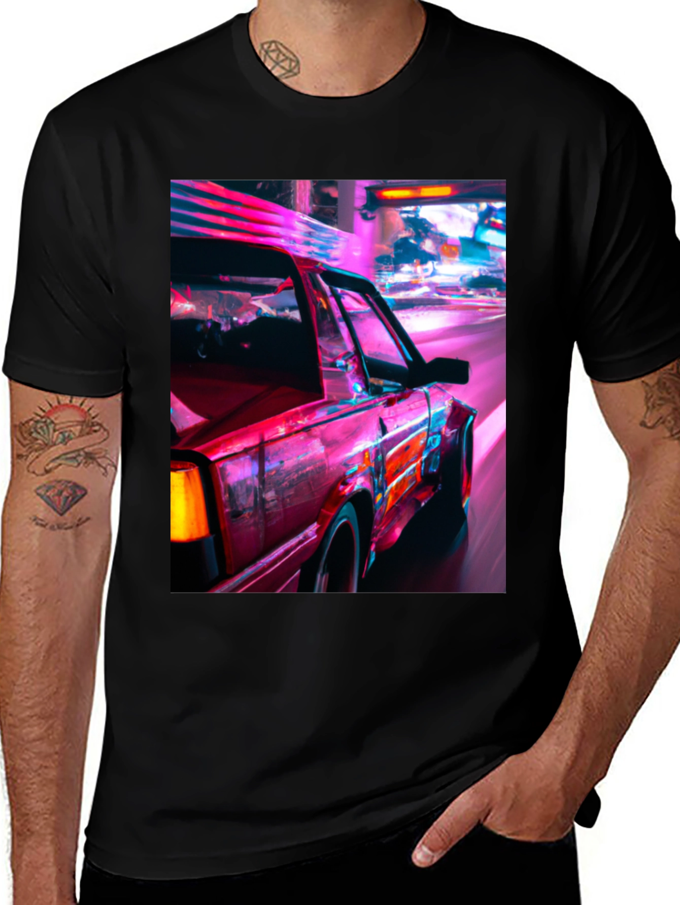Variant 15 of Retro Car Graphic Black T-Shirt