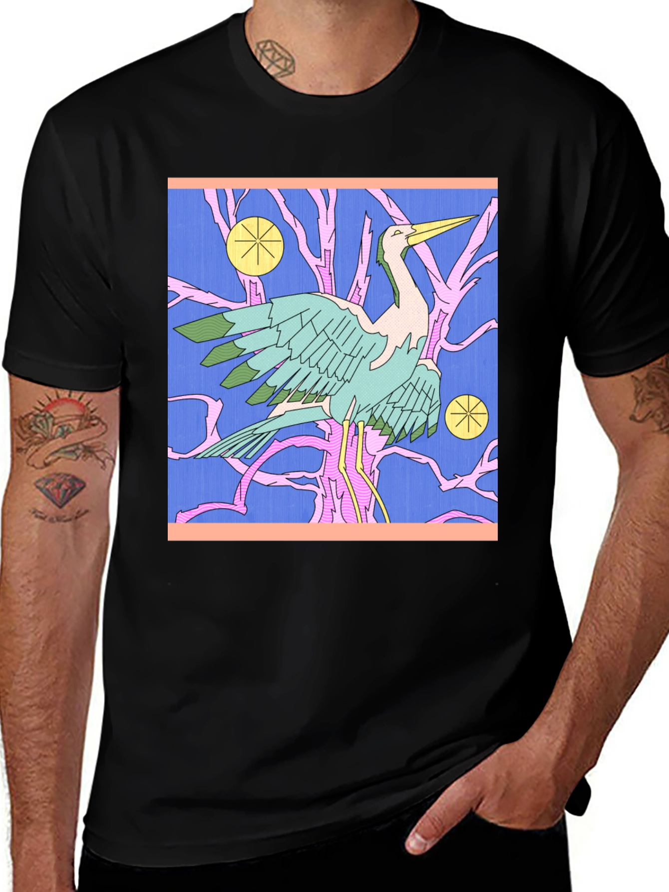 Variant 6 of Graphic Tee with Heron Design