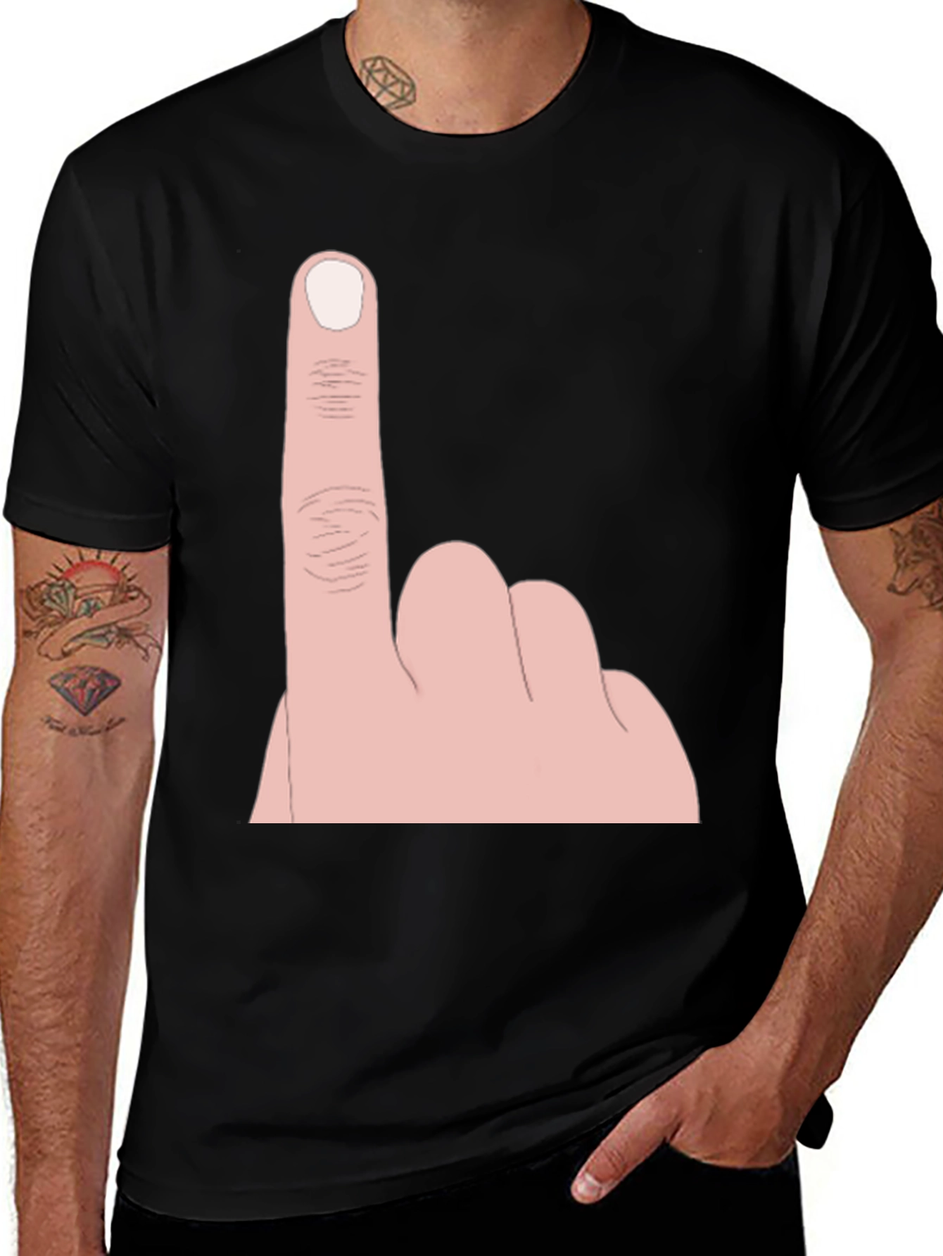 Variant 15 of Funny Number One Hand Gesture Graphic Tee - Black