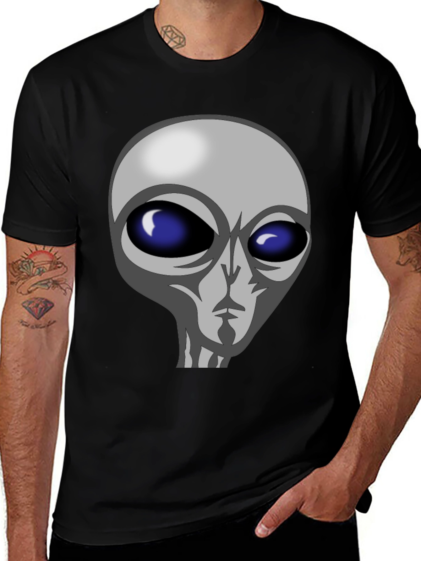 Variant 24 of Alien Graphic Tee - Black Cotton T-Shirt