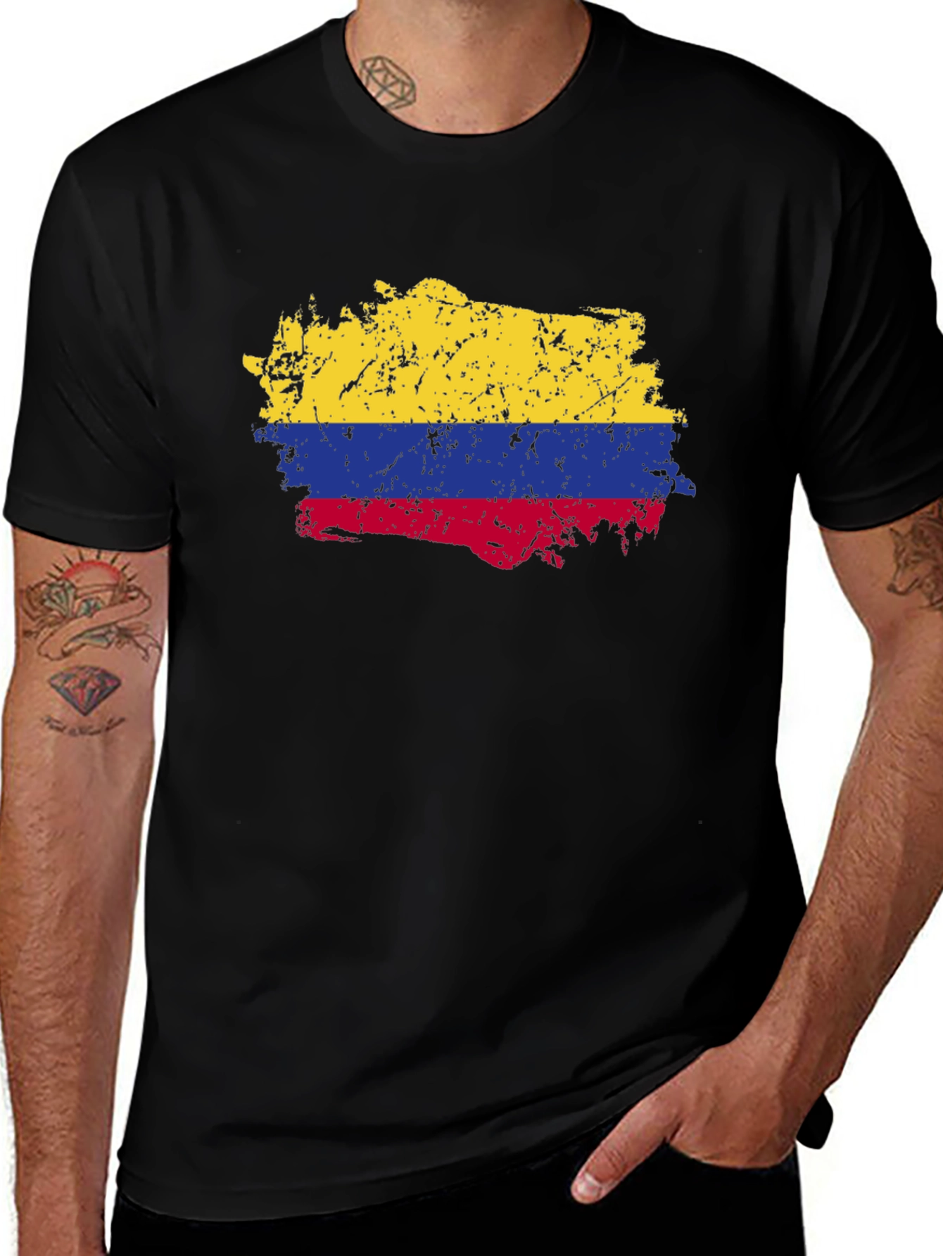 Colombia Flag T-Shirt - Distressed Look
