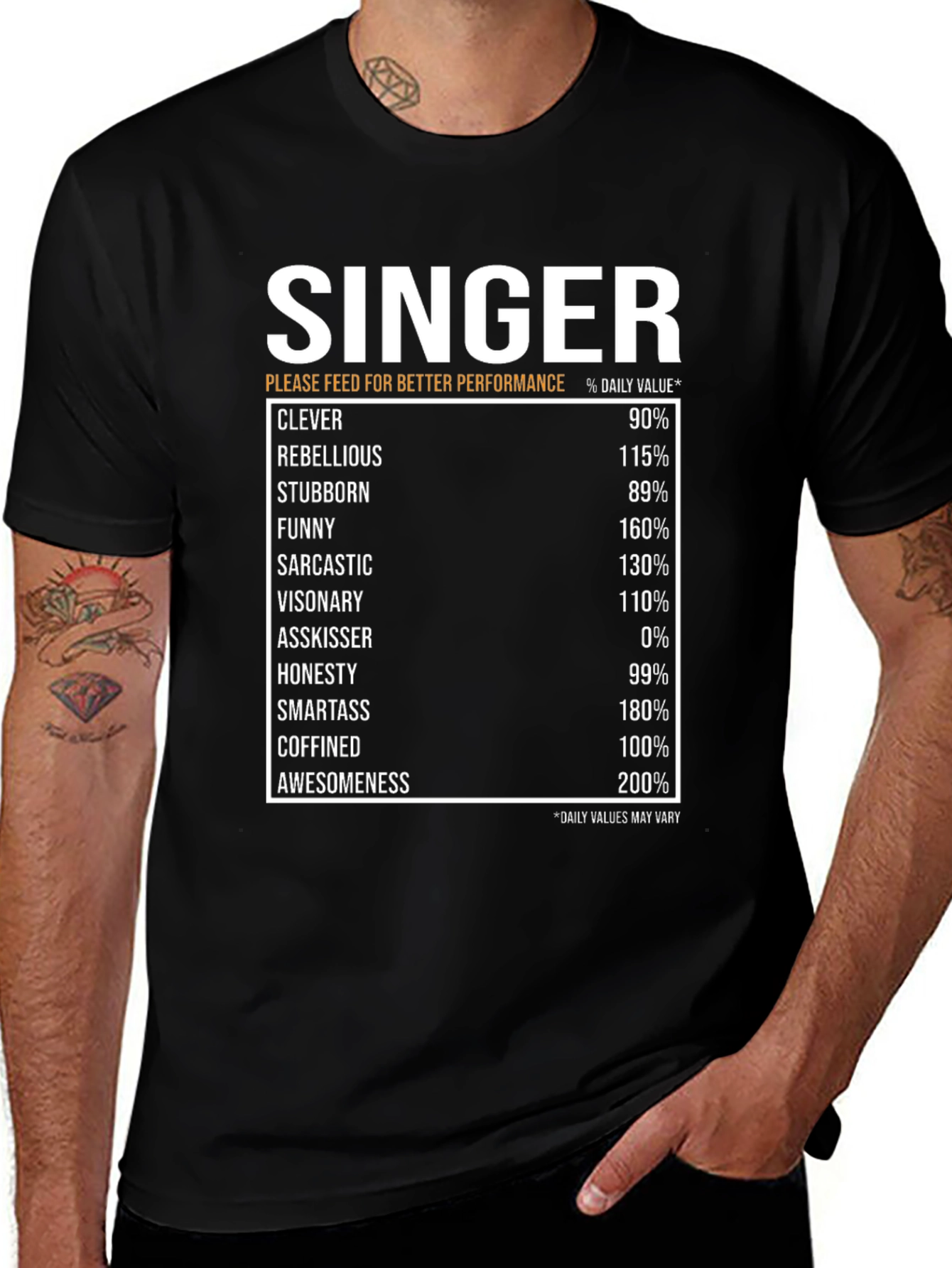 Variant 17 of Singer Nutrition Facts T-Shirt