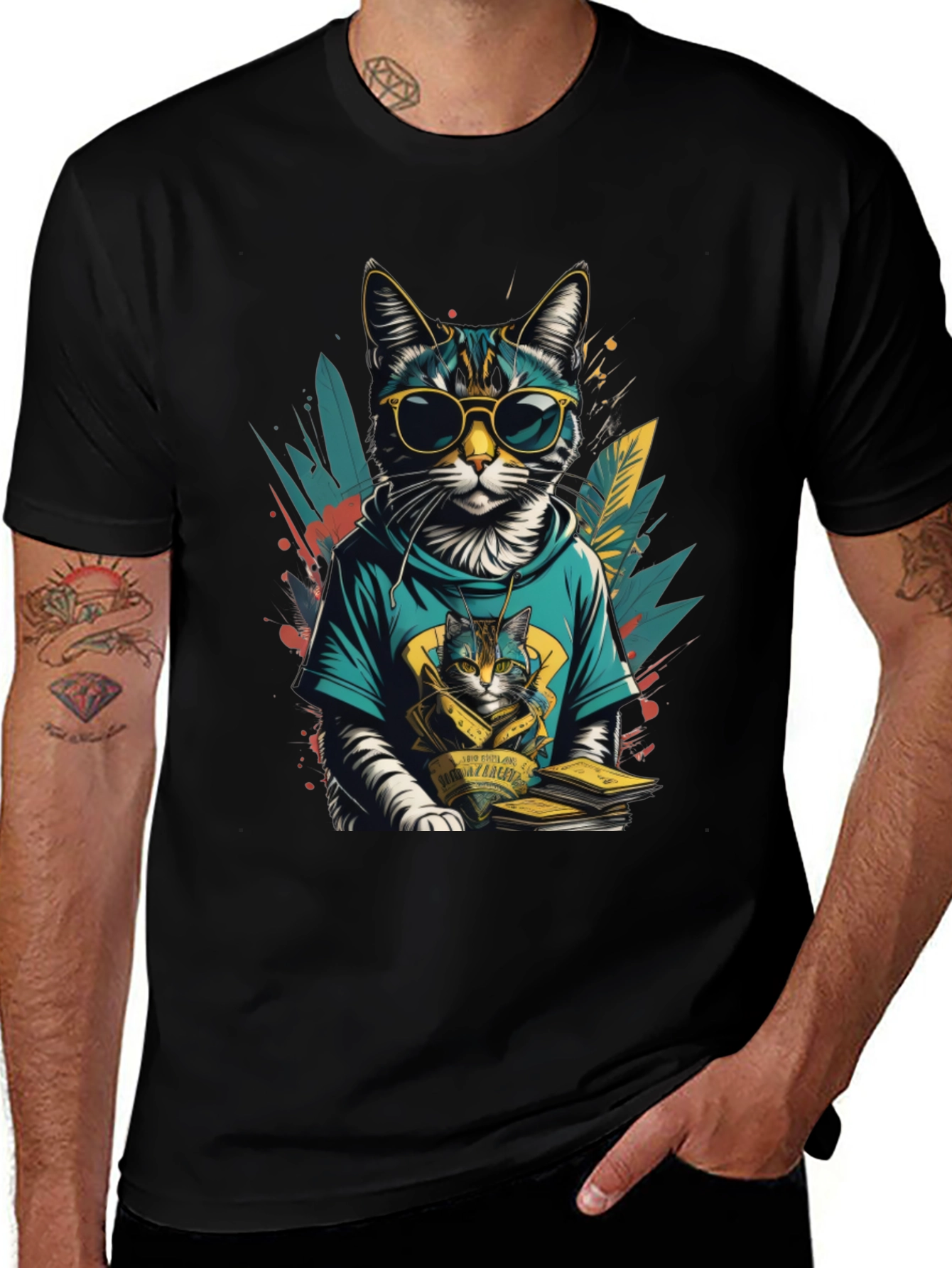 Variant 5 of Cool Cat Graphic Tee - Stylish & Unique